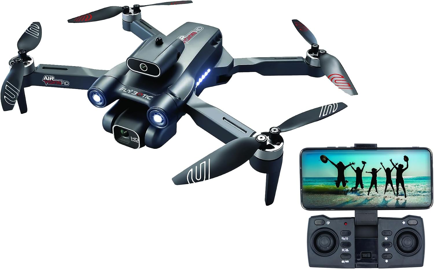 Flybotic Air Vision HD Drone – Foldable WiFi Drone with HD Camera – Automatic Take-off and Landing – Stationary Flight – 2.4 GHz Technology – 2 Rechargeable Batteries – 14 Years Old