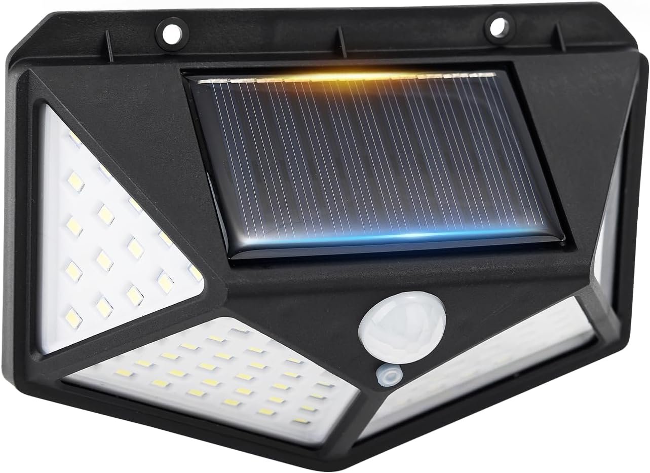 GRIFEMA GDK203 Outdoor Solar Light for Garden with Motion Sensor, LED Outdoor Solar Spotlights, Waterproof Solar Wall Lamp 100 LEDs, 3 Modes, 270° Angle, IP65, 800 mAh Battery, GDK203