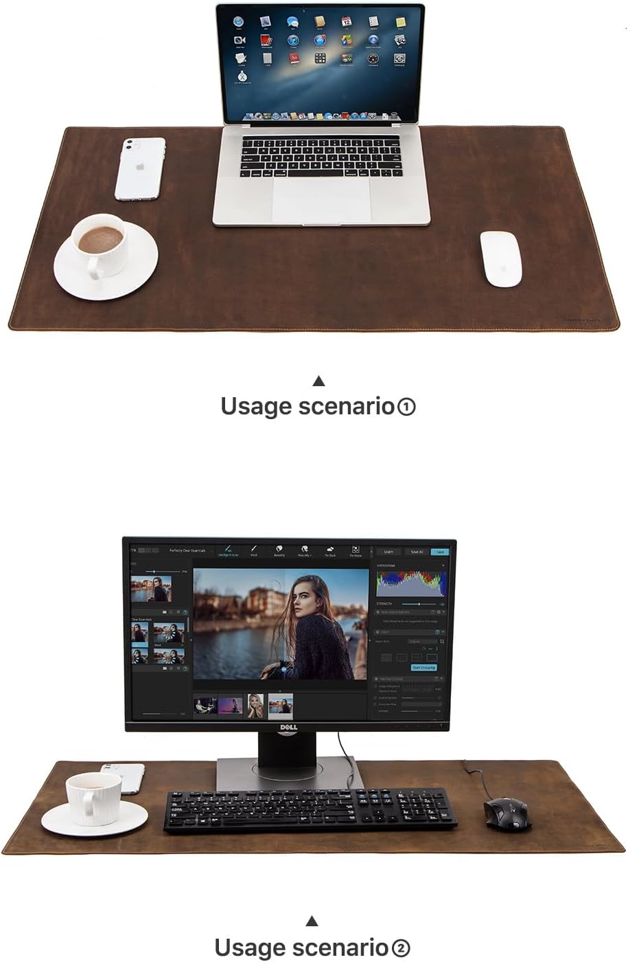 CONTACT'S FAMILY Leather Desk Pad,Large Mouse Pad,Computer Desk Pad,Writing Pad for Office and Home(31.5"x15.7") - Imagen 3