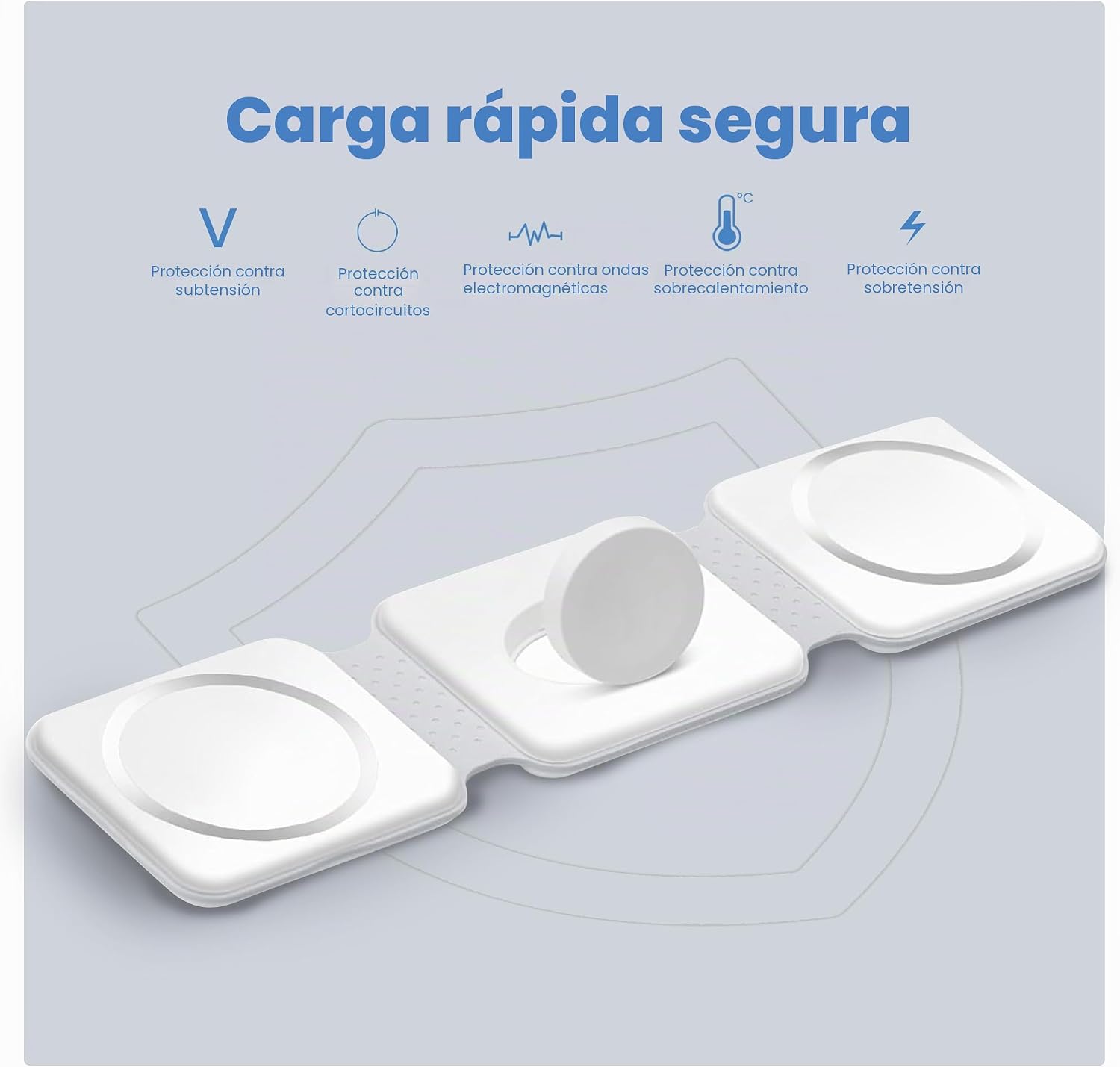 HD-Line Magnetic Wireless Charger 3 in 1 Foldable Charger Compatible with iPhone 15 14 13 12 Apple Watch Ultra 9/8/7/6/5/4/3/2/SE/AirPods 2/3/Pro, Fast Charger, White - Imagen 7