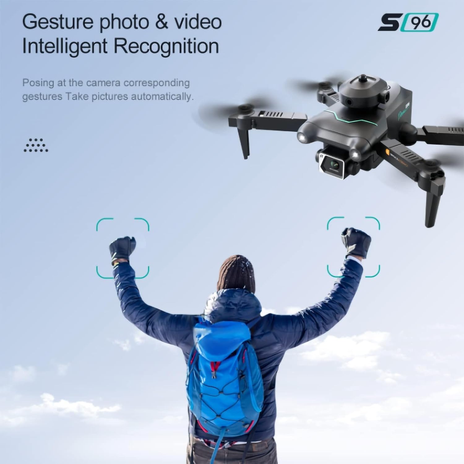 Mini Drone 4K HD Professional Dual Camera, Foldable Quadcopter to Prevent Obstacles of Optical Flow, with 2 Batteries Stunt Flip, Blue - Imagen 3