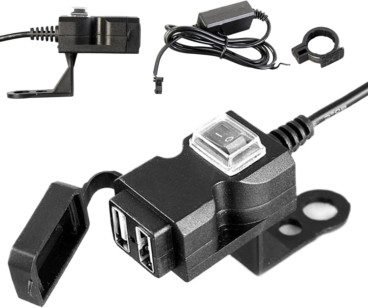 Cargador USB para Moto Enchufe de corriente rápida resistente al agua