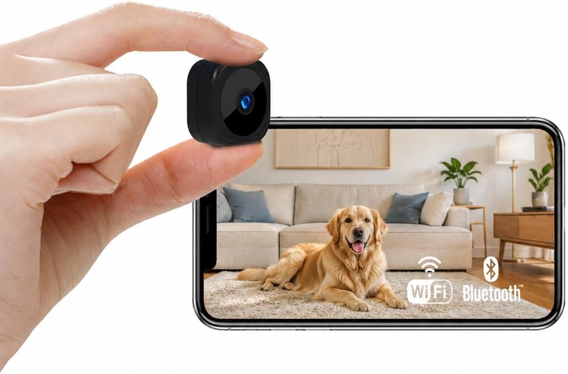Spy Camera, 1080P Bluetooth Mini WiFi (2.4GHz) Camera to View on Mobile | Indoor/Outdoor Mini Wireless Surveillance Cameras with Night Vision Motion Detection