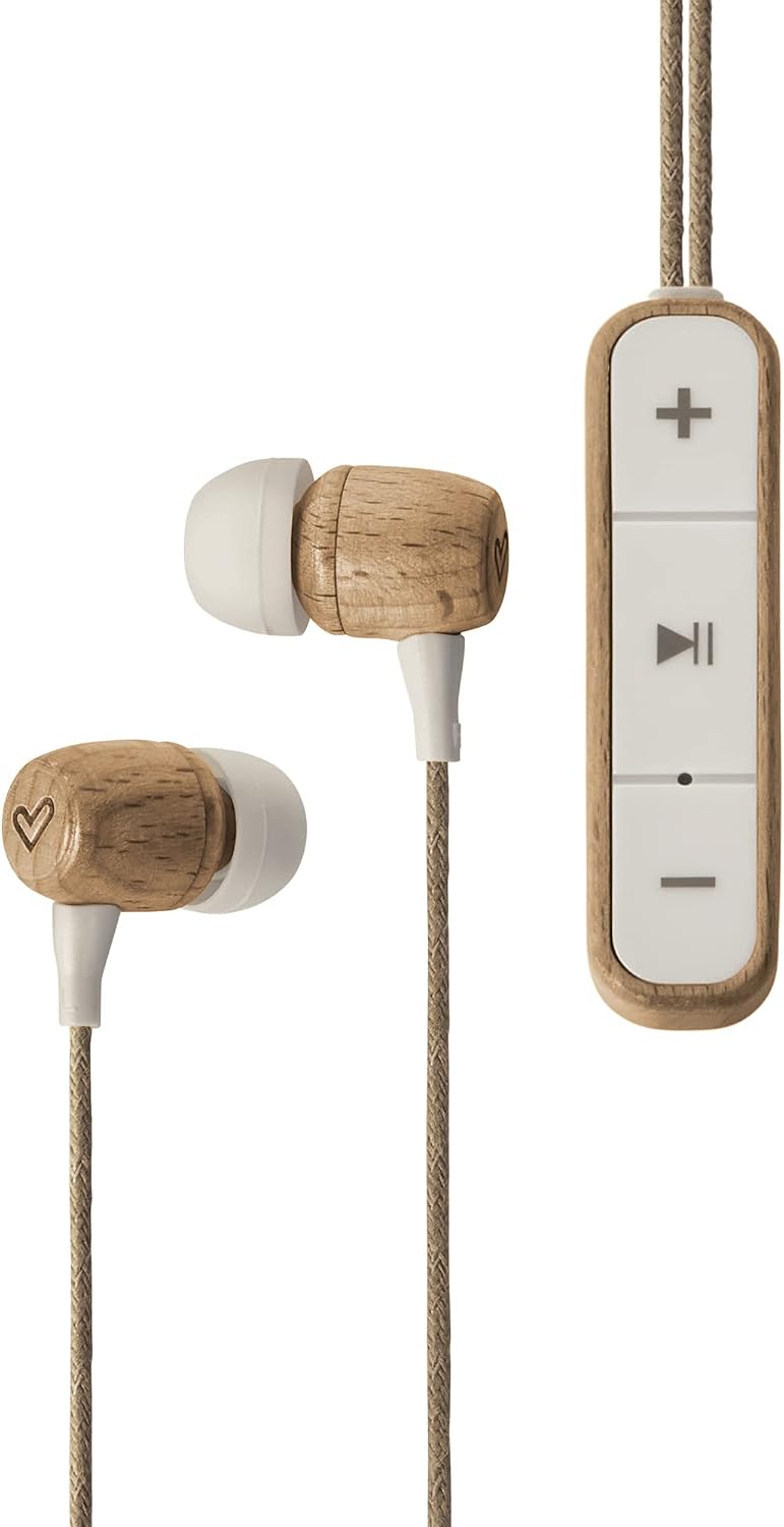 Energy Sistem Earphones Eco Bluetooth Beech Wood Headphones (In-ear, Sustainable Wood, Hemp Cable, Microphone, USB Type C, Bluetooth 5.1) - Beech