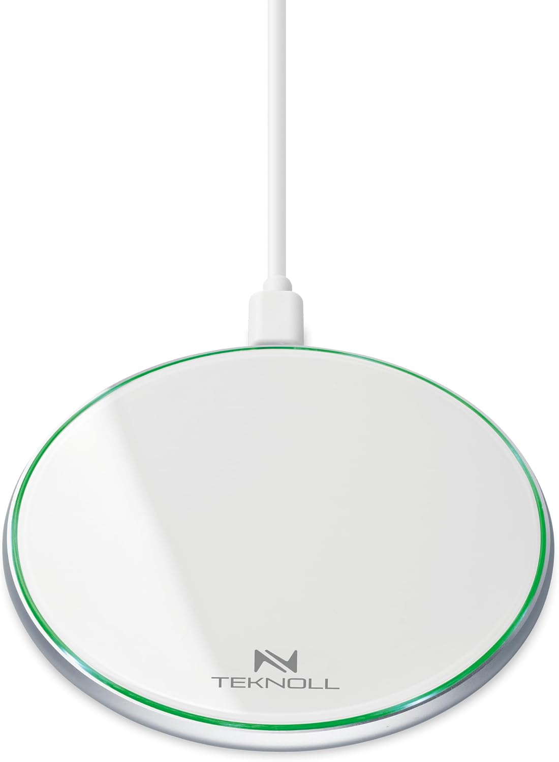 15W Wireless Charger, Fast Charging Dock with Circular LED Indicator, 160cm USB-C Cable Included, Compatible with Wireless Smartphones, Ultra Slim and Safe Design