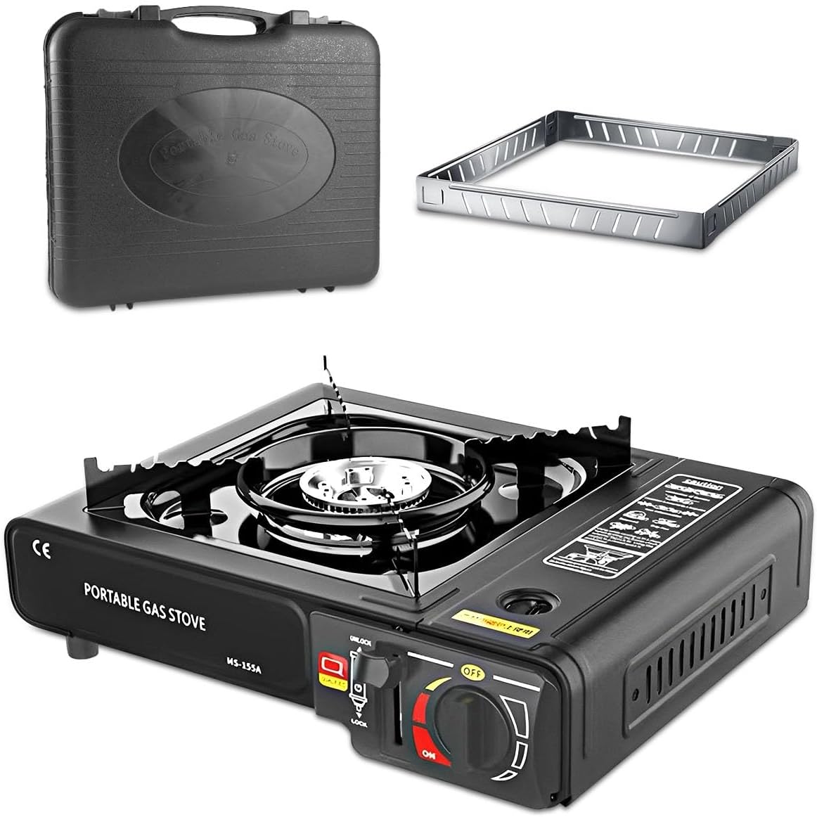 Estufa de camping a gas portátil resistente al viento, práctica estufa de campamento con funda de transporte para barbacoa al aire libre, fiesta, camping, cocina, regalo para entusiastas del aire