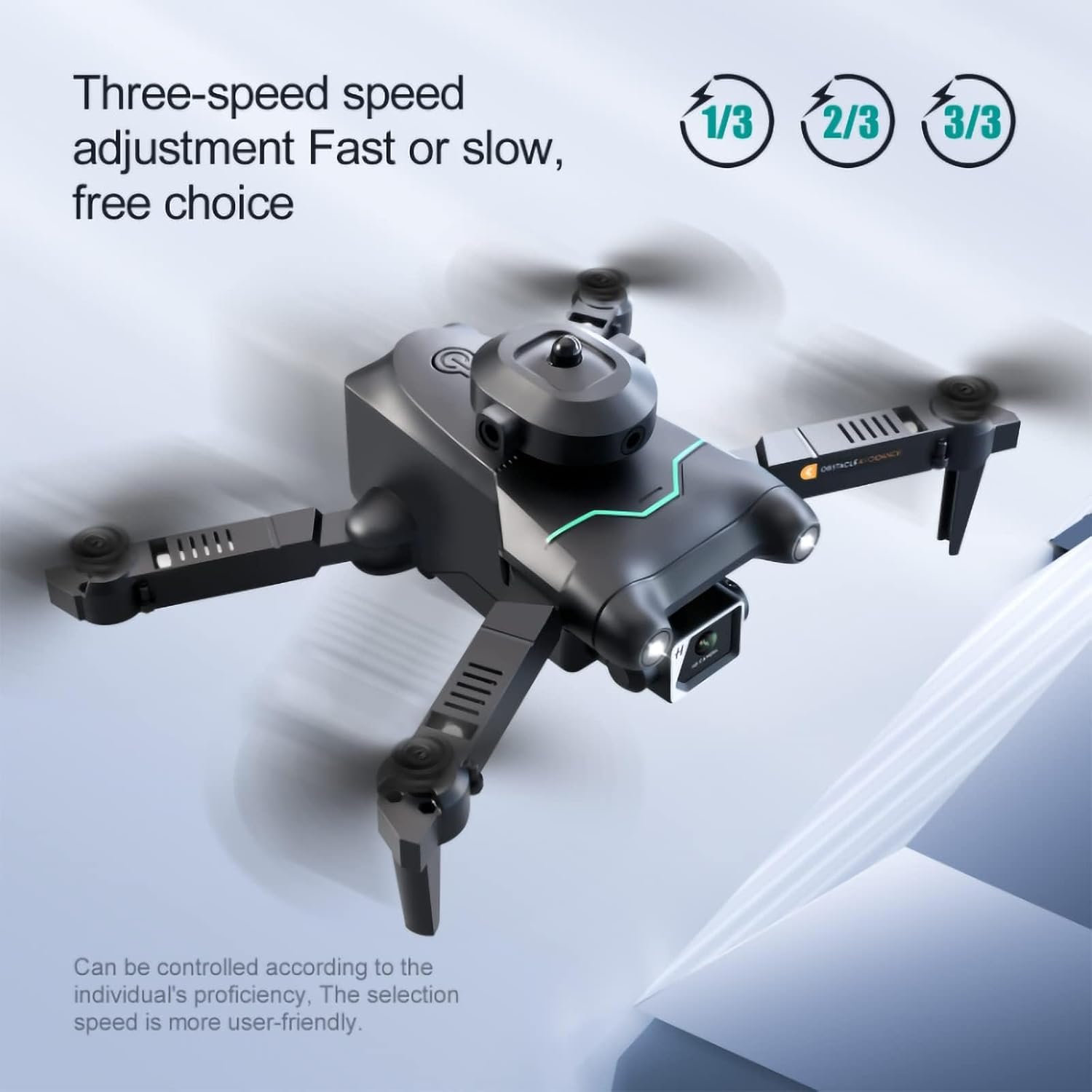 Mini Drone 4K HD Professional Dual Camera, Foldable Quadcopter to Prevent Obstacles of Optical Flow, with 2 Batteries Stunt Flip, Blue - Imagen 4