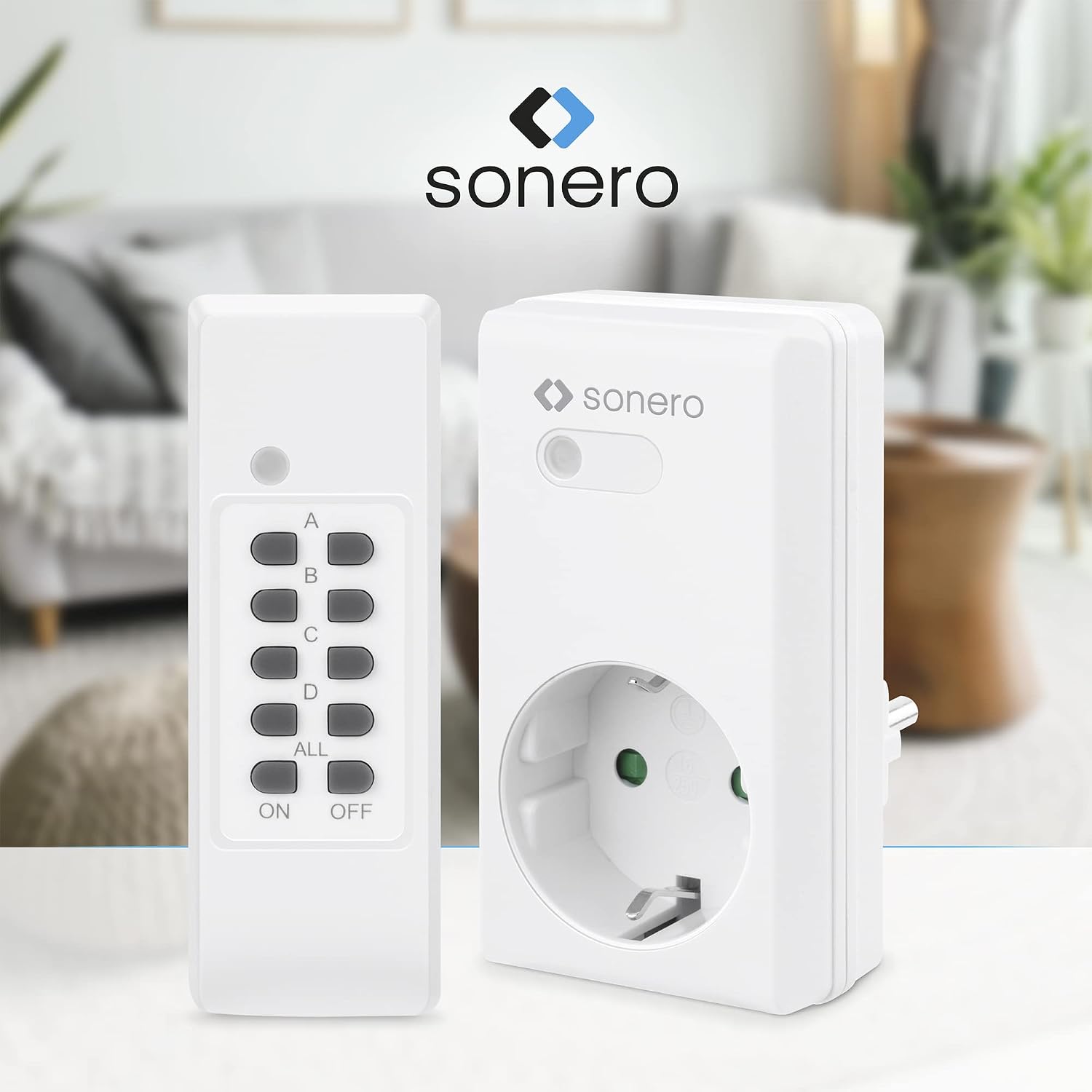 sonero juego de enchufes controlados por radio: 4 enchufes controlados por radio y 1 control remoto por radio, 1100 vatios, alcance máximo de 30 m, interior, blanco - Imagen 4