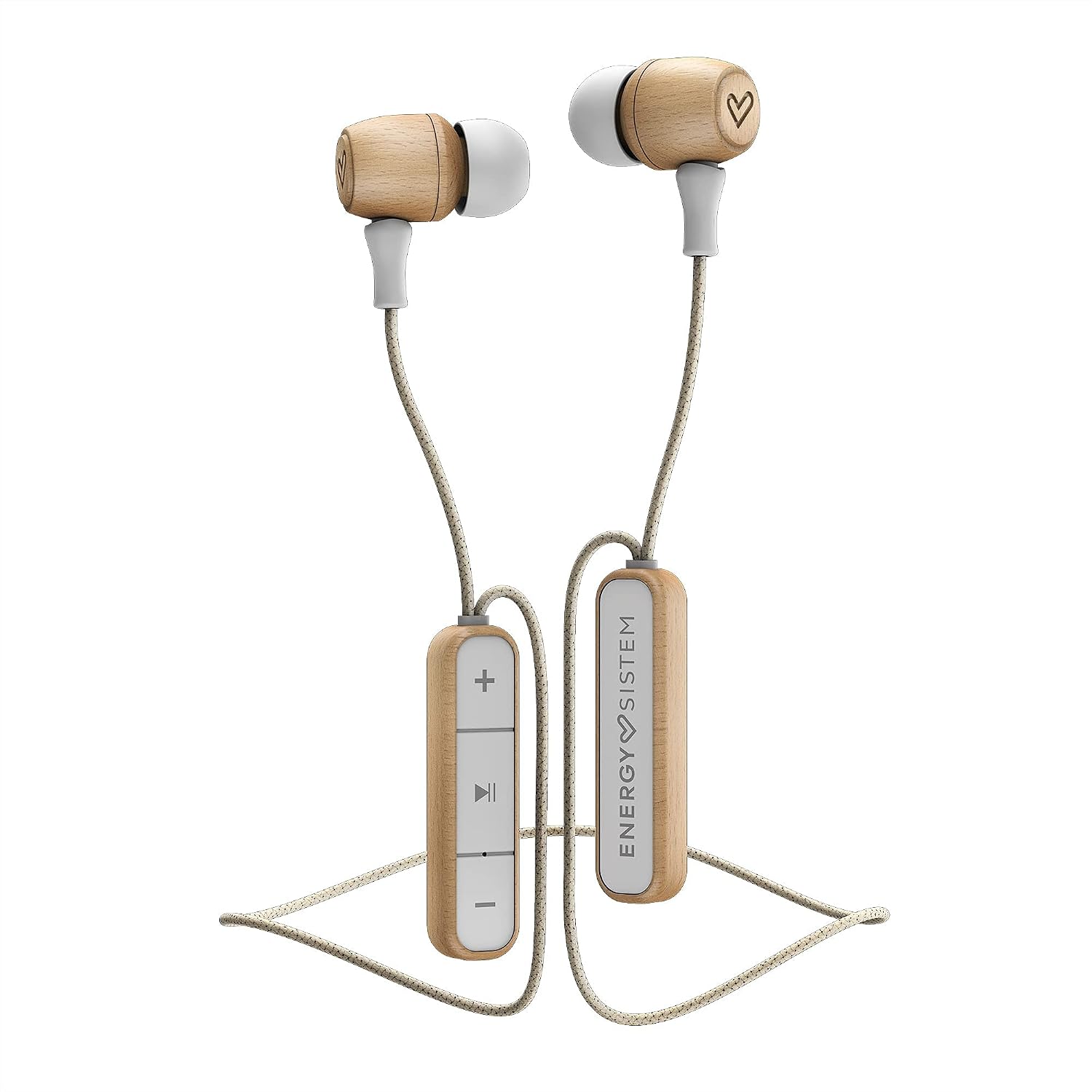 Energy Sistem Earphones Eco Bluetooth Beech Wood Headphones (In-ear, Sustainable Wood, Hemp Cable, Microphone, USB Type C, Bluetooth 5.1) - Beech - Imagen 2