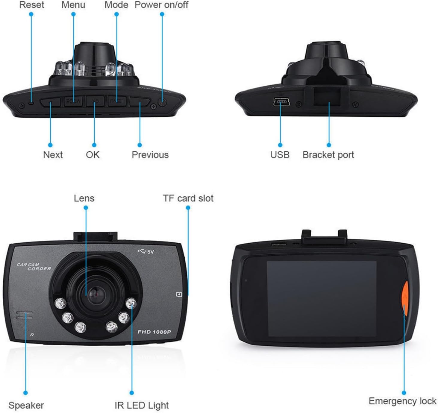 360 Degree Rotatable 1080P Dash Cam with Infrared Night Vision and Safe Suction Mounted Camera - Imagen 6