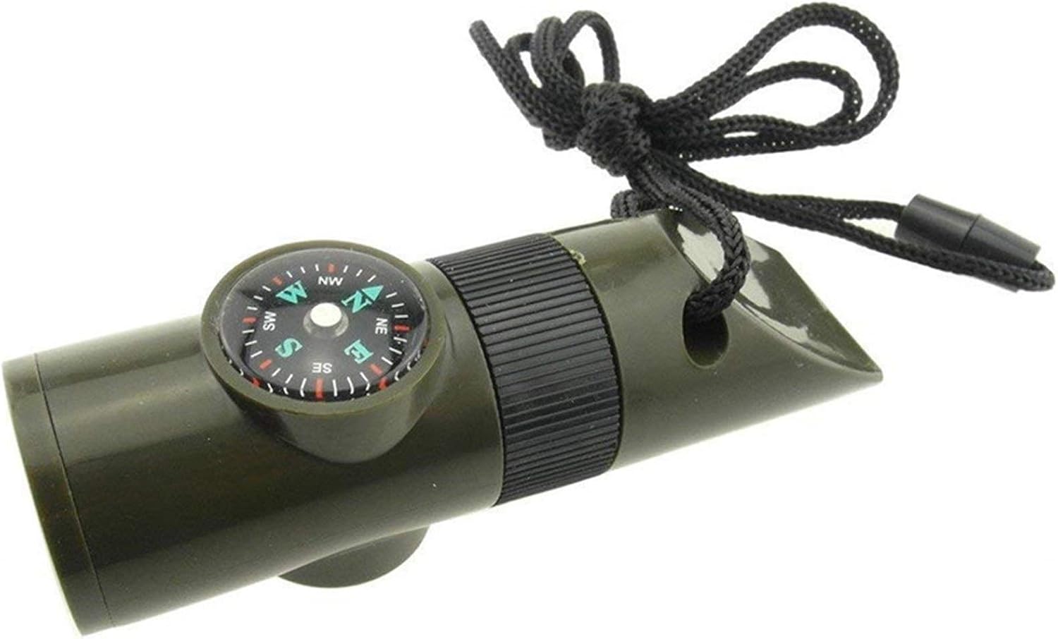 7in1 Emergency Survival Whistle Compass Tool Multifunction Magnifier Flashlight Storage Container Thermometer for Camping Hiking