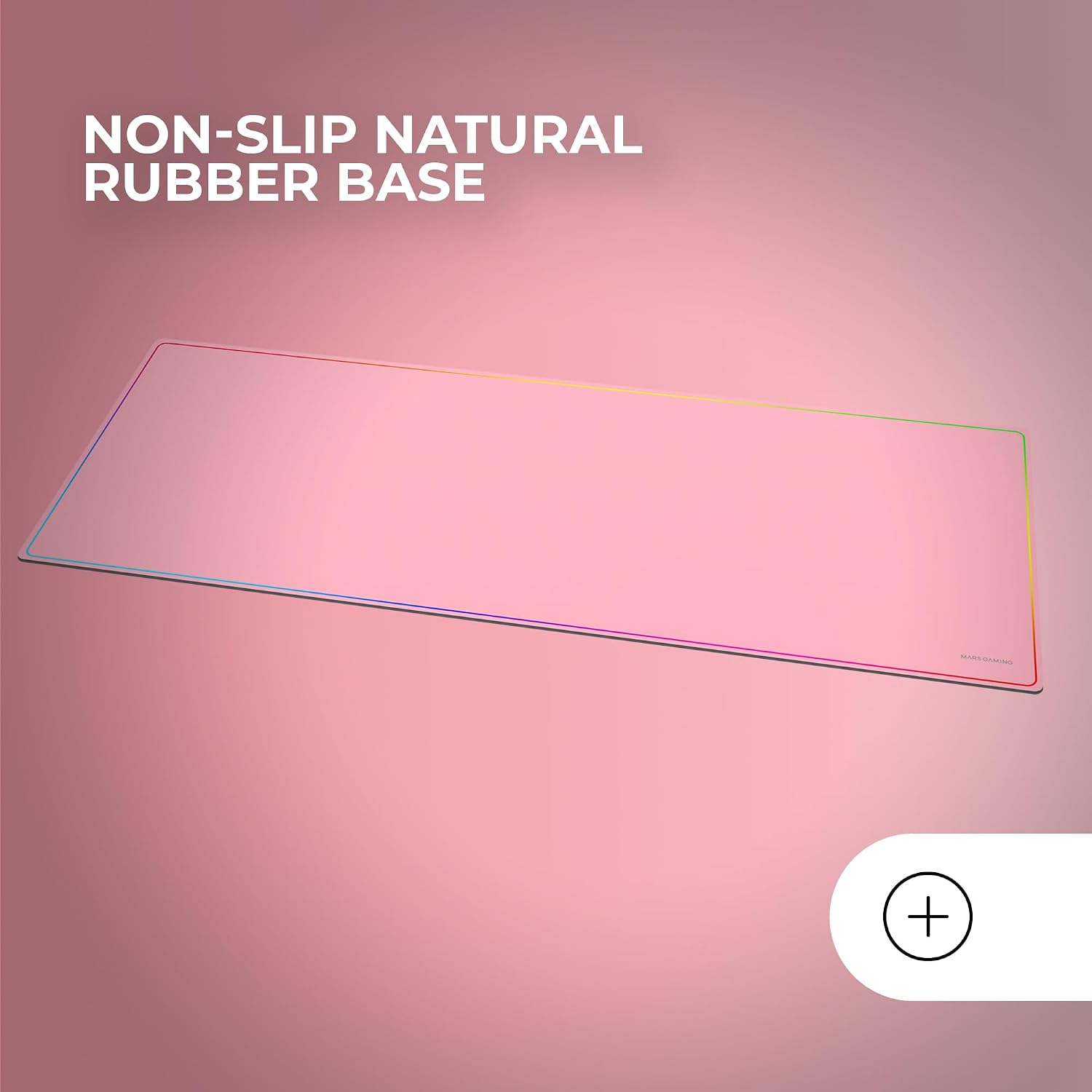 MARSGAMING MMP224, Alfombrilla Gaming XXL 880x330mm, Diseño de Bordes Rainbow, Base Antideslizante de Caucho Natural, Superficie Nanotextil de Alta Precisión, Alfombrilla de Ratón Flexible, Rosa - Imagen 4
