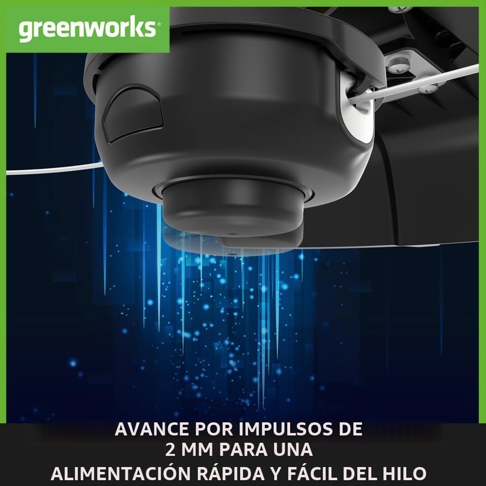Greenworks Tools Electric Trimmer and Brush Cutter 230V 1200W 40 cm Cutting Width, 2 mm Thread/Blade, Additional Adjustable Handle, Green, Black, Grey, GST1246 - Imagen 5
