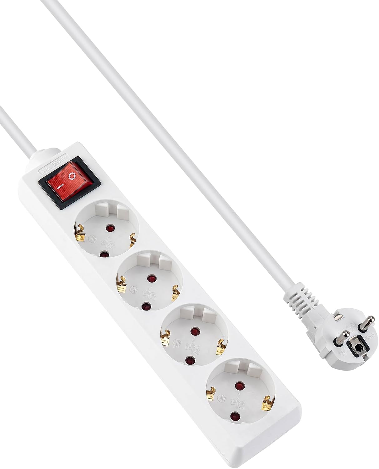 GRIFEMA Power Strip Sockets 4 Sockets with Switch, 1.5 m
