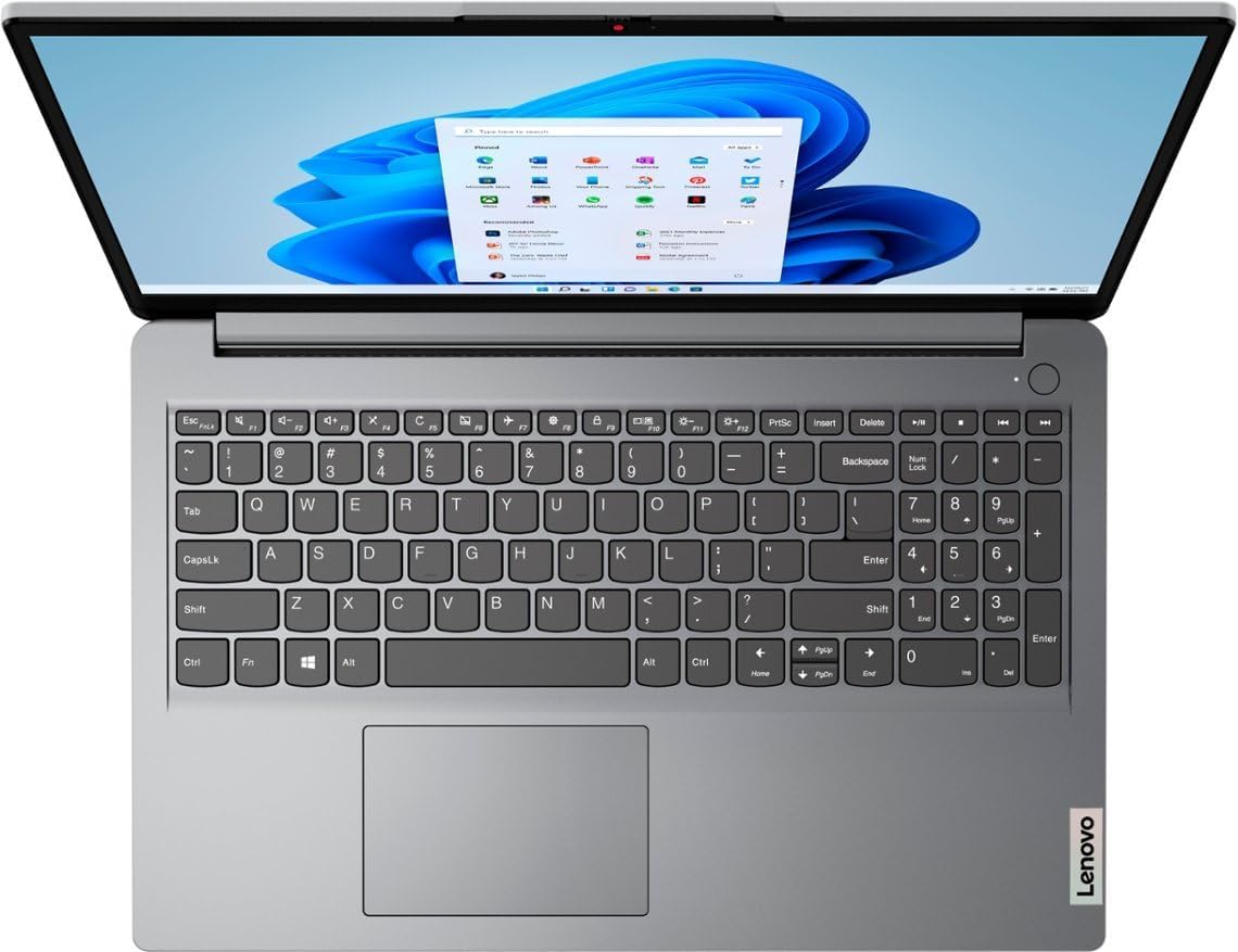 Lenovo Ideapad 1 15.6" HD Laptop, AMD Athlon Silver 7120U Processor, 4GB DDR5, 128GB SSD, AMD Radeon Graphics, Windows 11 Home, Gray, Bundle with USB 3.0 Hub - Imagen 2