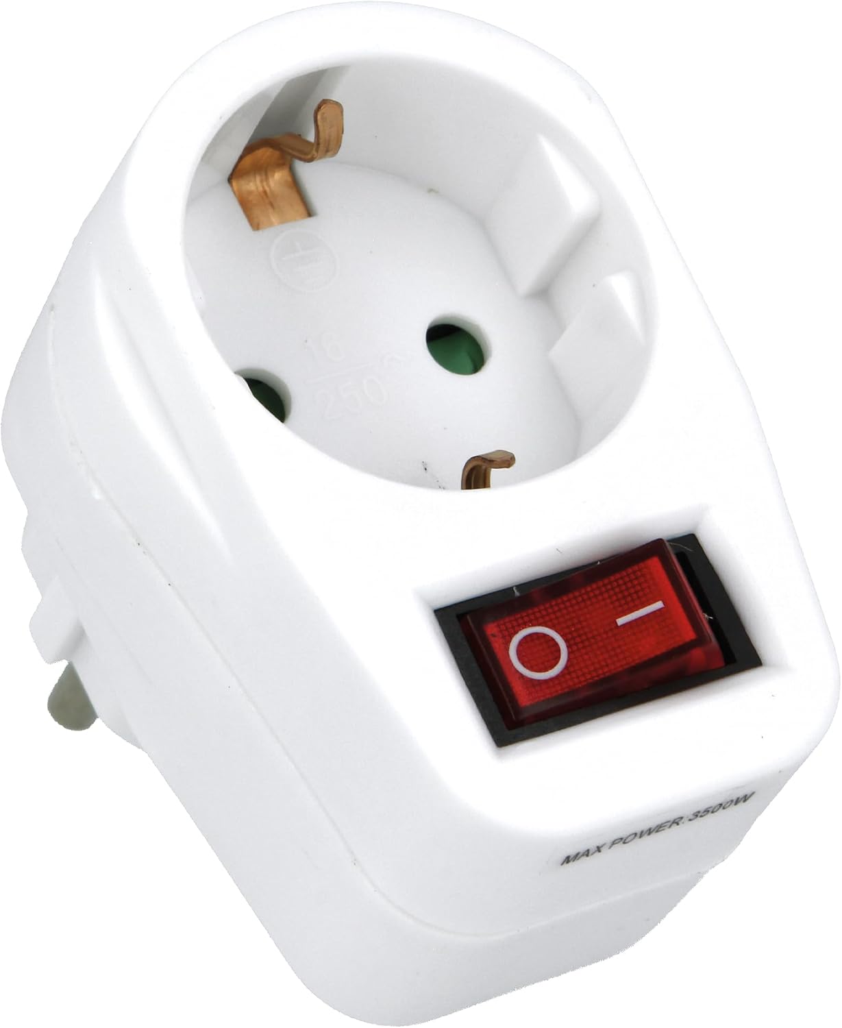 Amig - Mod.3213 1-Way Schuko Type Socket with Ground Socket for Connecting Electrical Appliances - Wall Adapter with Switch - Max Voltage: 250 V - Max Amperage: 10/16 A