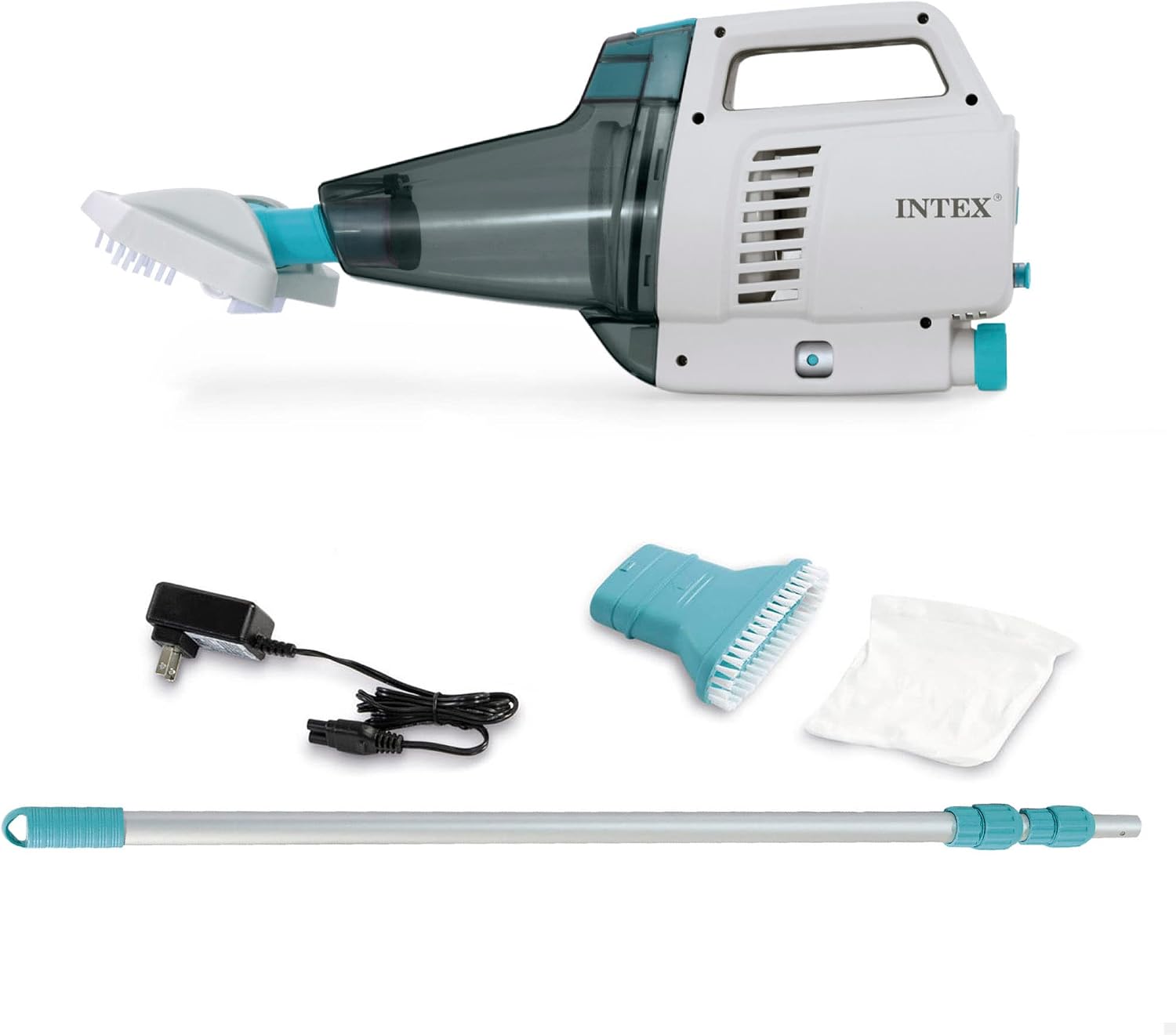 Intex 55253 Rechargeable Manual Vacuum Cleaner for Swimming Pool, Pool Cleaner, Rechargeable Battery with Up to 100 Minutes of Autonomy, Length 280 cm, Pool Vacuum Cleaner