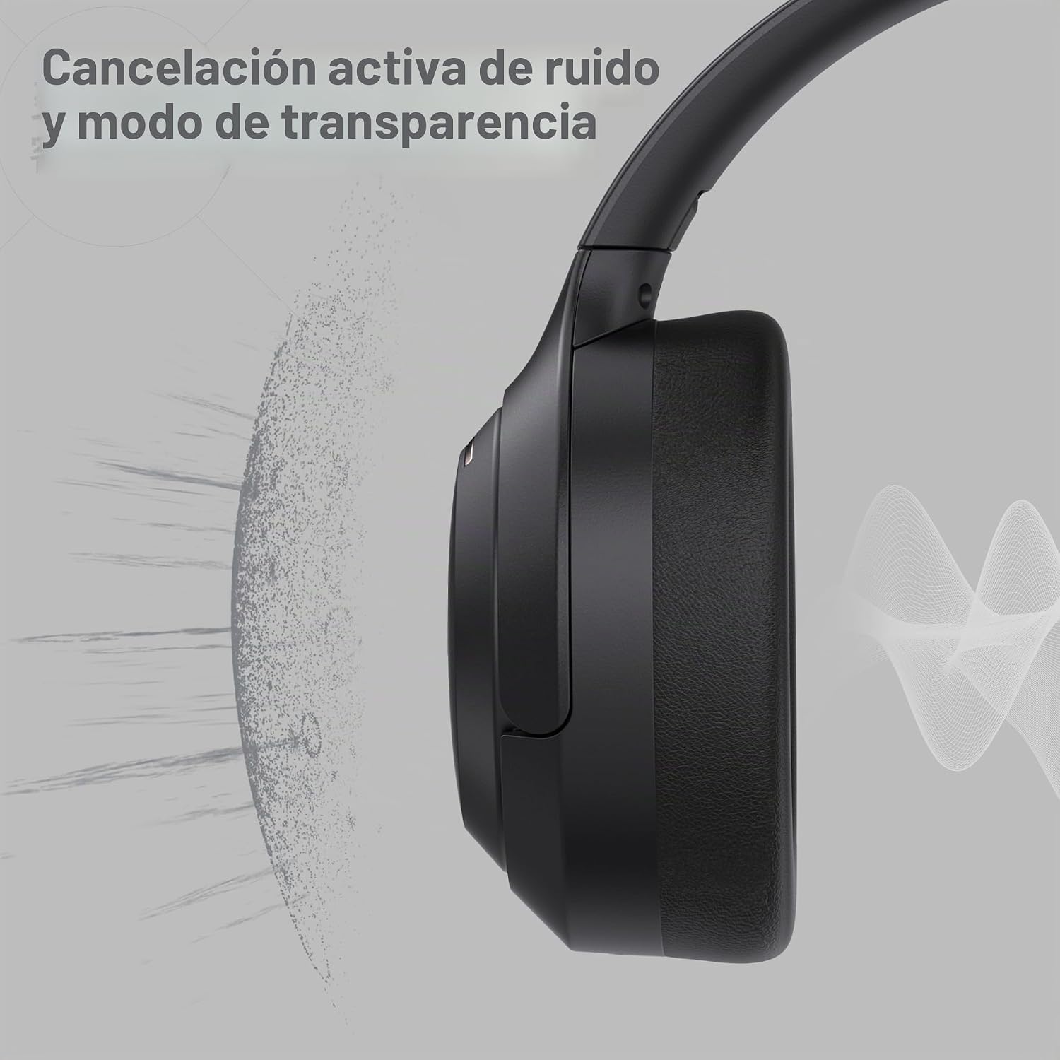 LORELEI QC60 Auriculares híbridos de cancenlling para ruido activo,Auriculares Bluetooth inalámbricos sobre la oreja con micrófono, 60H de tiempo de reproducción Plegable Ligero, Deep Bass- Negro - Imagen 3