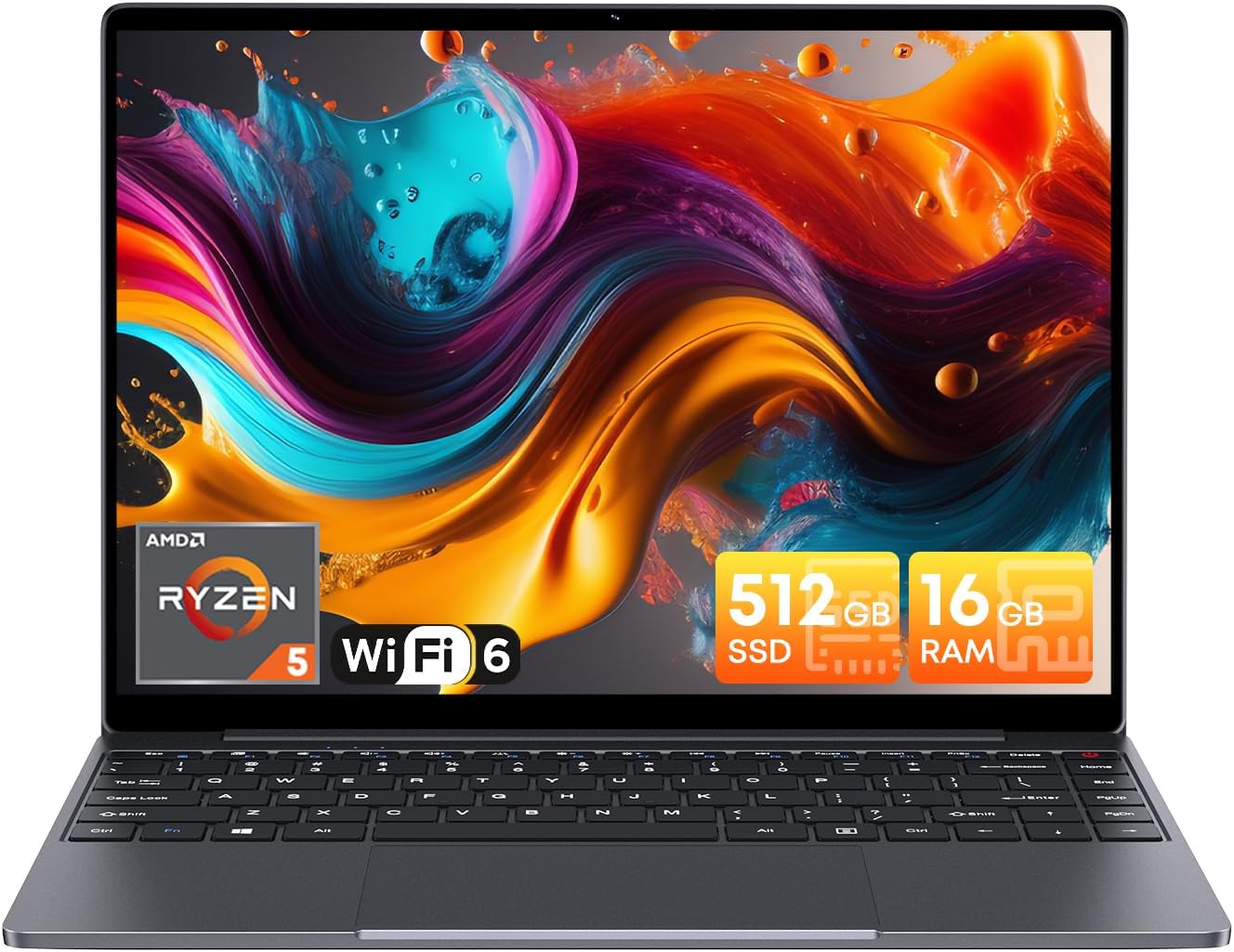 CHUWI Gaming Laptop, 16GB RAM 512GB SSD, AMD Ryzen 5 (Beat i7-1355U) | 2160 x 1440 IPS Display, Backlit Keyboard, WiFi6, BT 5.2, 4K@60Hz Output, Office/Home Gaming PC