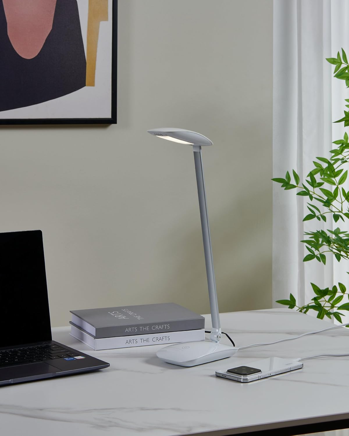 EGLO Cashier Table Lamp White, Table Lamps, White, Plastic, Home Office, Office, Study, IP20, II, ENEC - Imagen 2