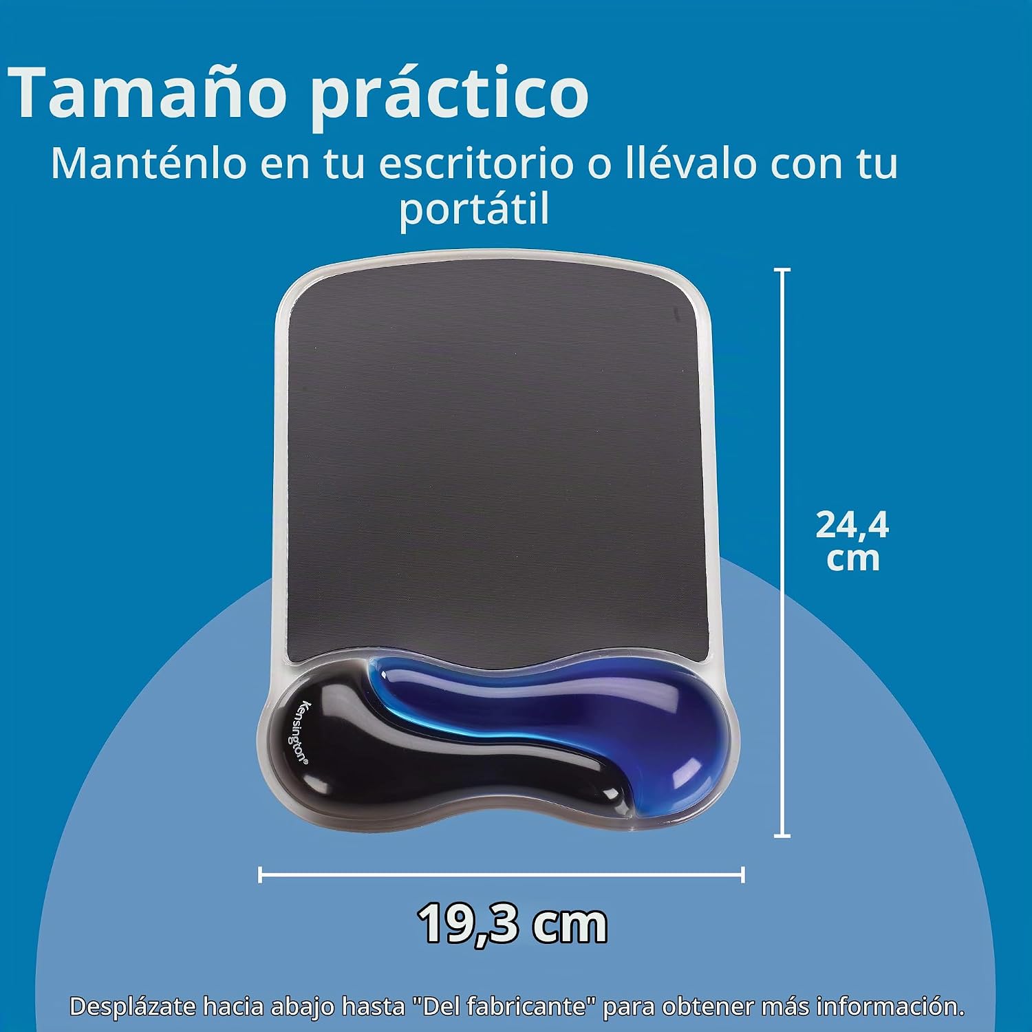 KENSINGTON 62401 Duo Gel Mouse Pad with Wrist Rest Black/Blue - Imagen 2