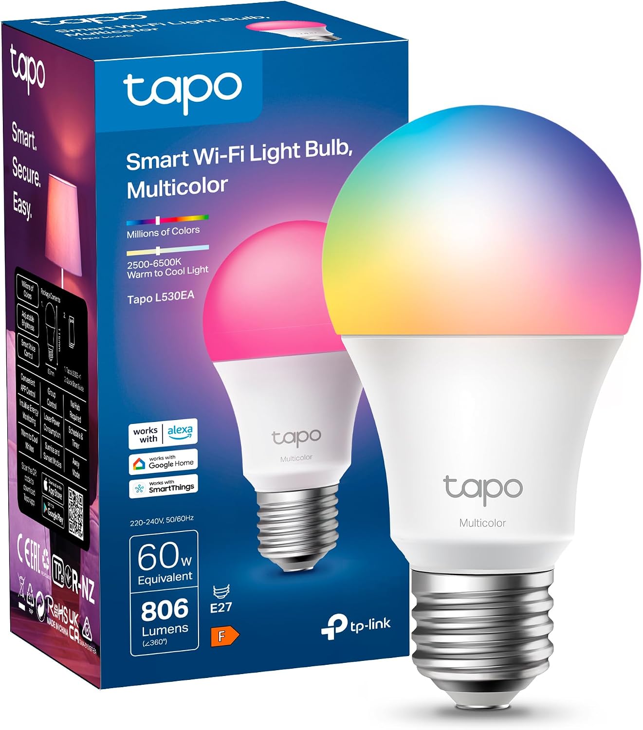 Tapo L530EA WiFi Smart Bulb 8.7W 806LM Energy Saving E27