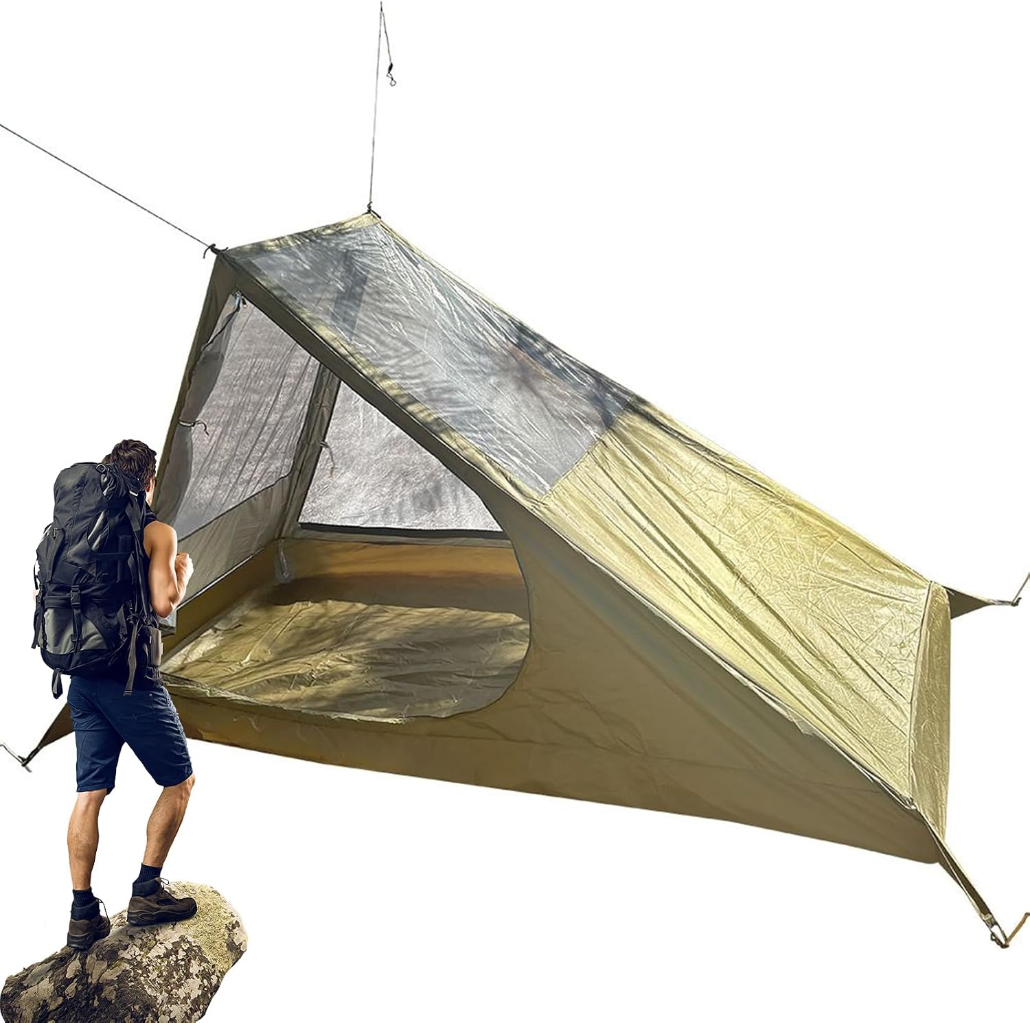 Tienda para 1 Toldo Refugio De Malla Ventilada | Tiendas de campaña para 1 Accesorios De Supervivencia Para Senderismo Playa Picnic Camping Y Aire Libre