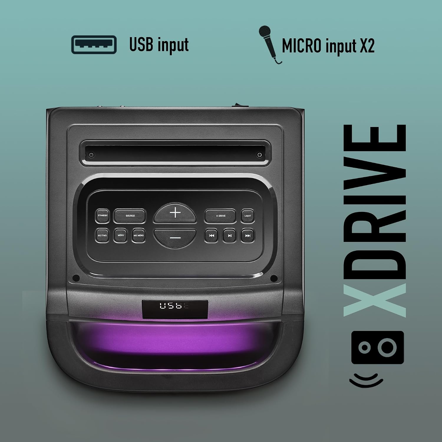 NGS Wild Space 2 – Portable Speaker, Compatible with Bluetooth Technology, True Wireless Stereo, Subwoofer + Dual Tweeter, Micro SD/USB/AUX IN, Wheels, Black | 2000W (RMS:400W) Subwoofer and dual tweeter. Wheels; Micro SD, USB and AUX IN inputs True Wireless. RGB Lights - Imagen 4
