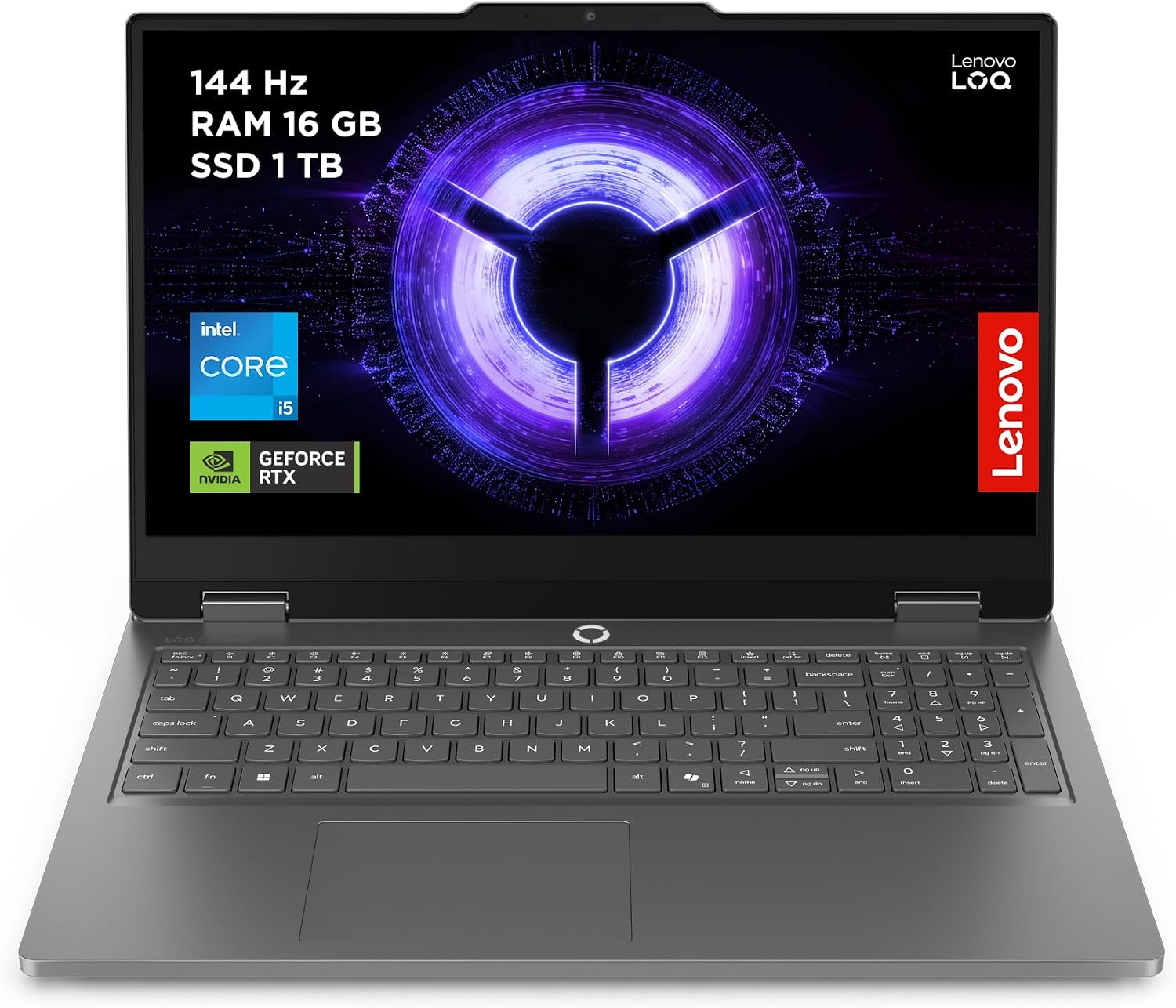 Lenovo LOQ Essential Gen 11 Gaming Laptop AI 15.6 Inch FHD (Intel Core i5-13450HX, NVIDIA GeForce RTX 5050, 16GB RAM, 1TB SSD, 144Hz, Wi-Fi 6, No Operating System) QWERTY Spanish – Grey