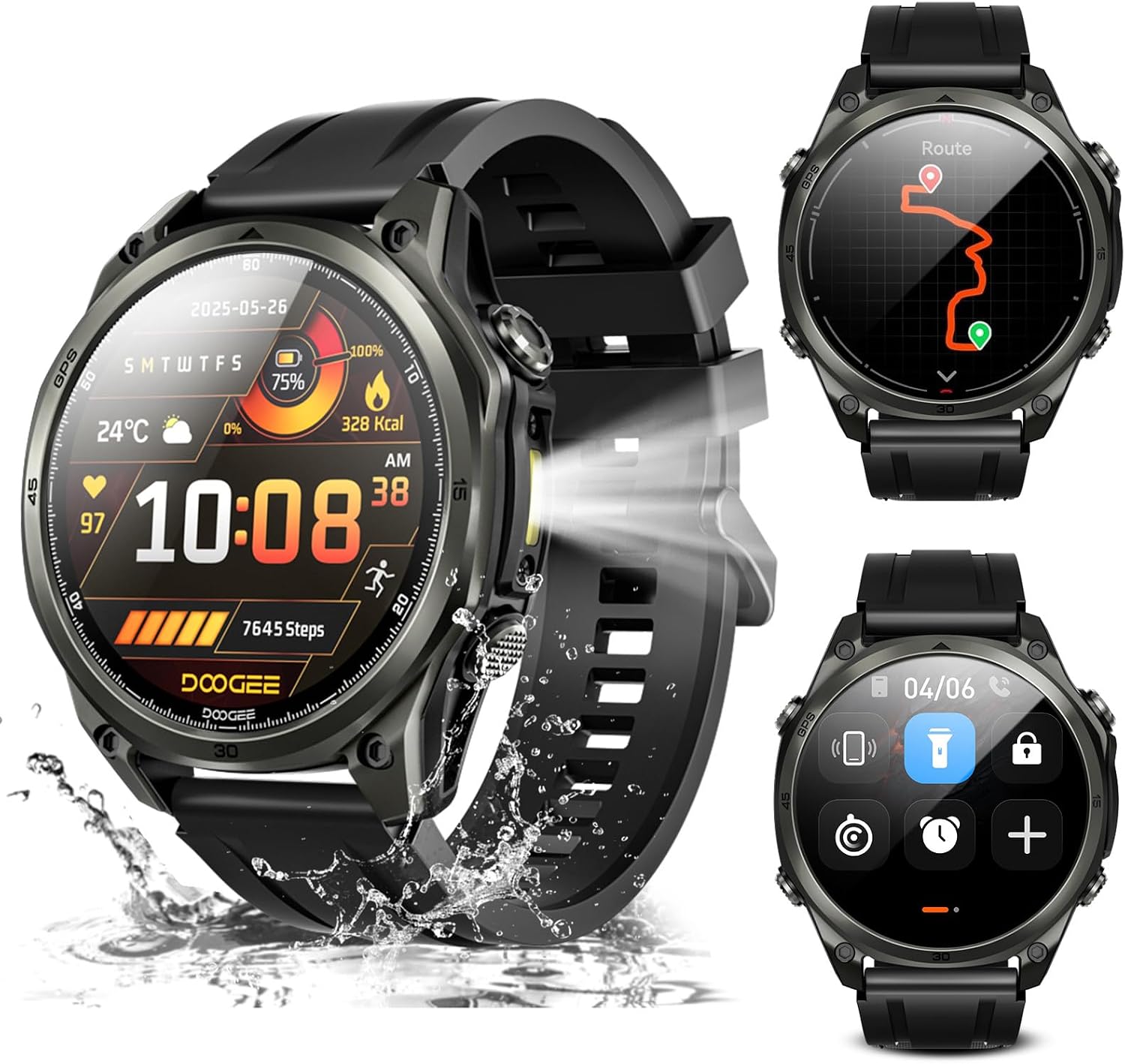 Anywise W1 Men's GPS Smart Watch, 6 Satellite Positions, Fitness Tracker Waterproof to 50 m, AI Smart Watch for Men 36 mm Phone Compatible