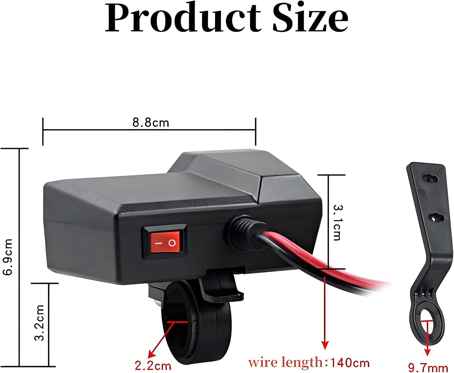 Motorcycle USB Charger with Cigarette Lighter & Voltmeter, Dual 3.4A Ports Waterproof for Car 10-24V - Imagen 7