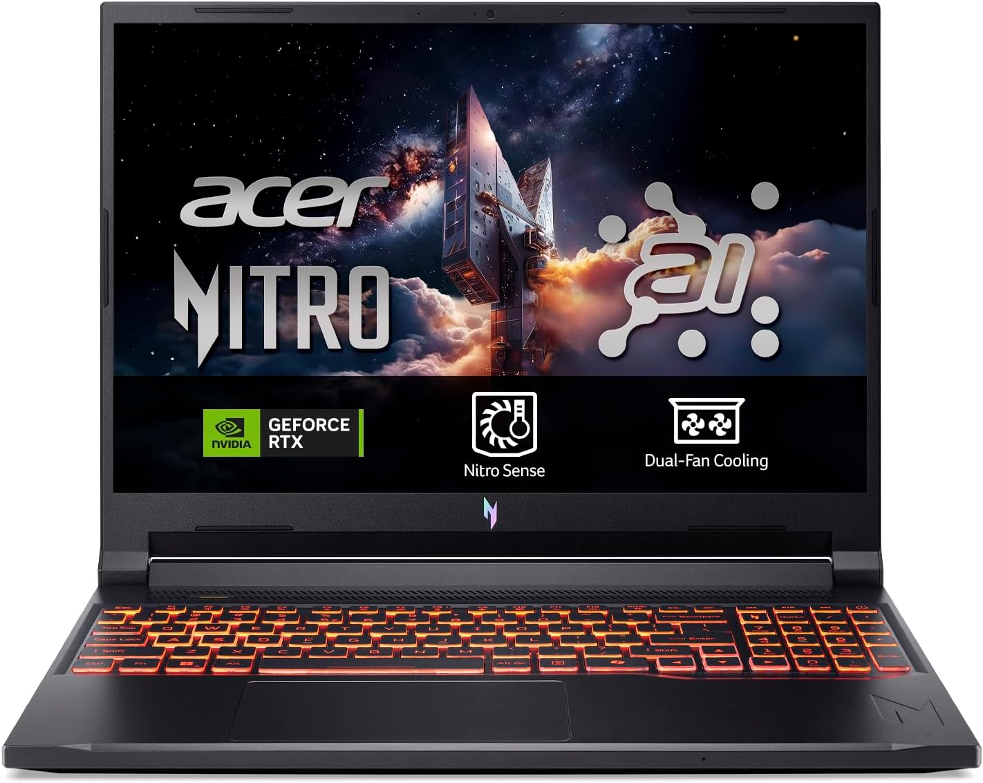 Acer Nitro V 16 AI ANV16-42, Gaming Laptop 16", WUXGA IPS (AMD Ryzen 7 260, 16 GB RAM, 512 GB SSD, NVIDIA GeForce RTX 5050, Without Operating System) Black, Spanish QWERTY Keyboard