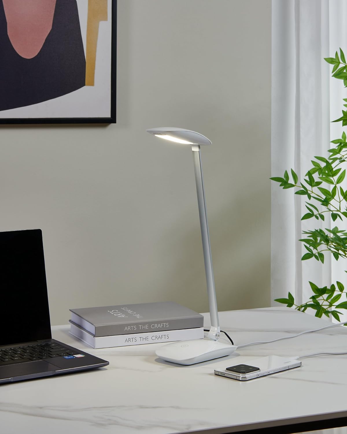 EGLO Cashier Table Lamp White, Table Lamps, White, Plastic, Home Office, Office, Study, IP20, II, ENEC - Imagen 3