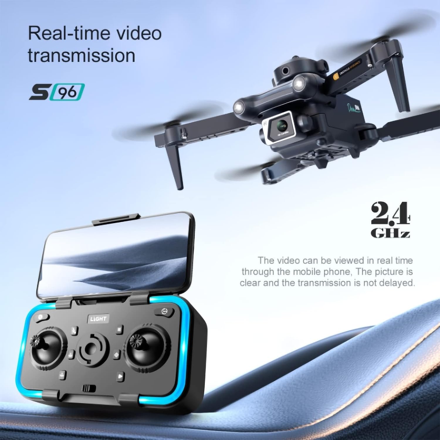 Mini Drone 4K HD Professional Dual Camera, Foldable Quadcopter to Prevent Obstacles of Optical Flow, with 2 Batteries Stunt Flip, Blue - Imagen 6