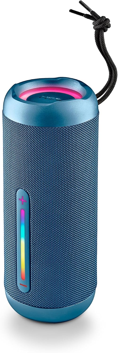 NGS ROLLERFURIA2 BT RGB IP67 Blue 30W Speaker | IP67 waterproof and dustproof with RGB lights, ideal for outdoor, beach and shower. Powerful 30W Portable Sound