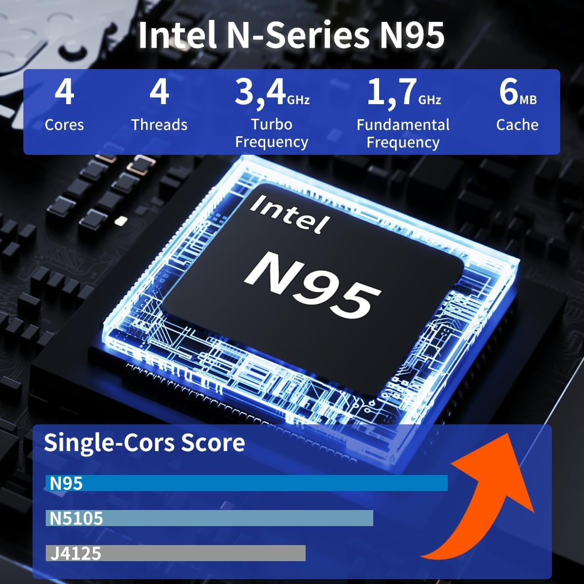 15.6" FHD Gaming Laptop, Intel N95 Turbo Boost 3.4GHz, 16GB DDR4 3200 RAM + 512GB SSD, RGB Backlit Keyboard and Fingerprint Unlock, Computer - Imagen 2