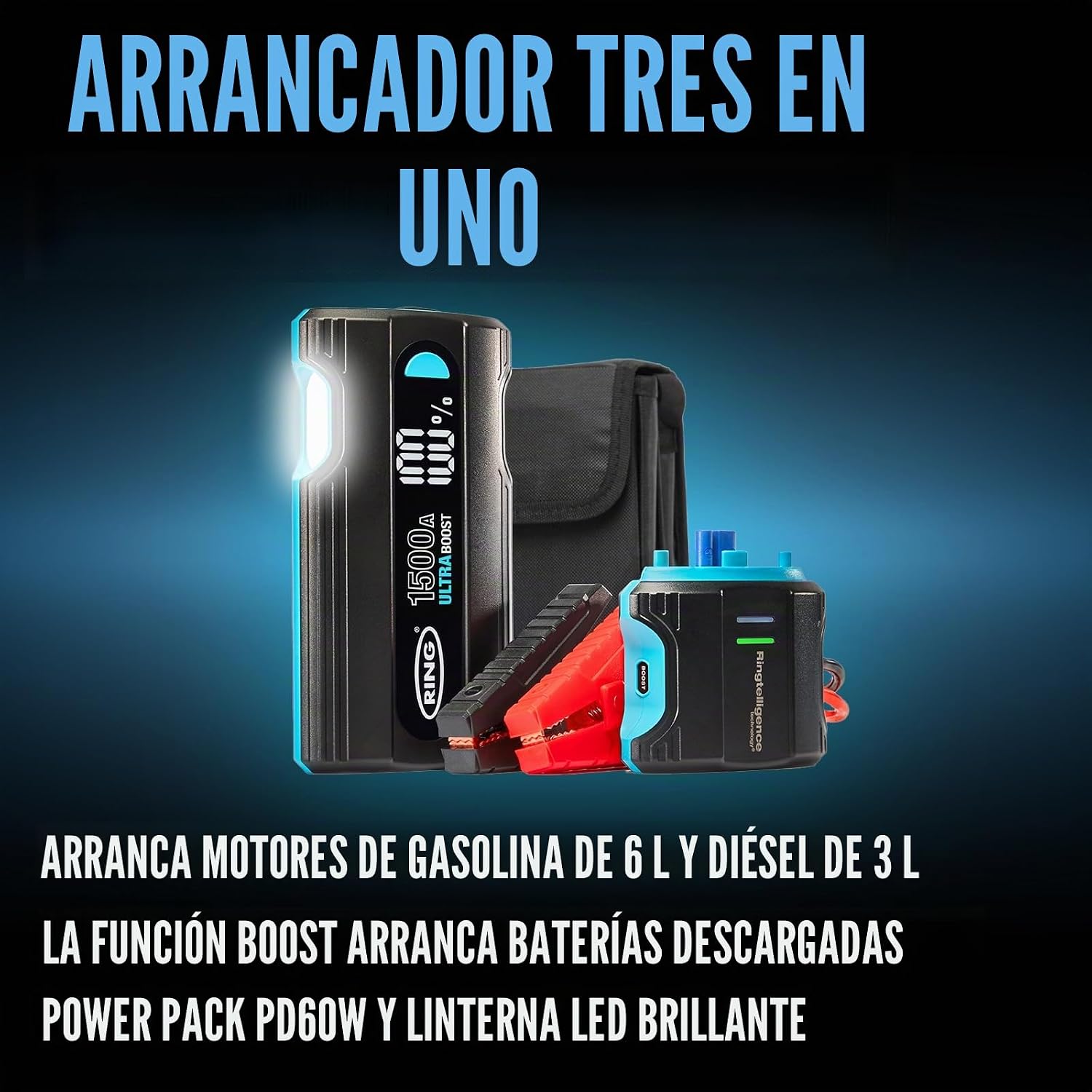 RING RJS030 Rechargeable Jump Starter Battery with Flashlight - Imagen 2