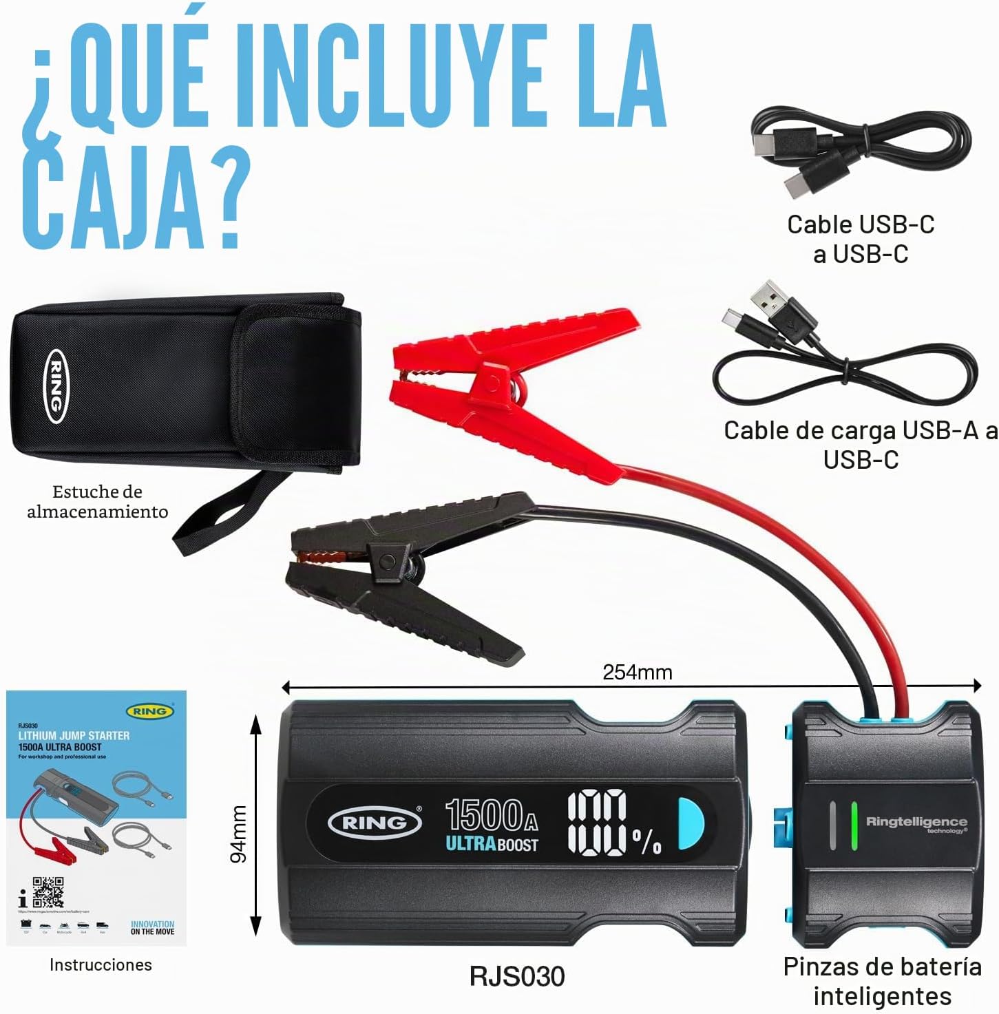RING RJS030 Rechargeable Jump Starter Battery with Flashlight - Imagen 7