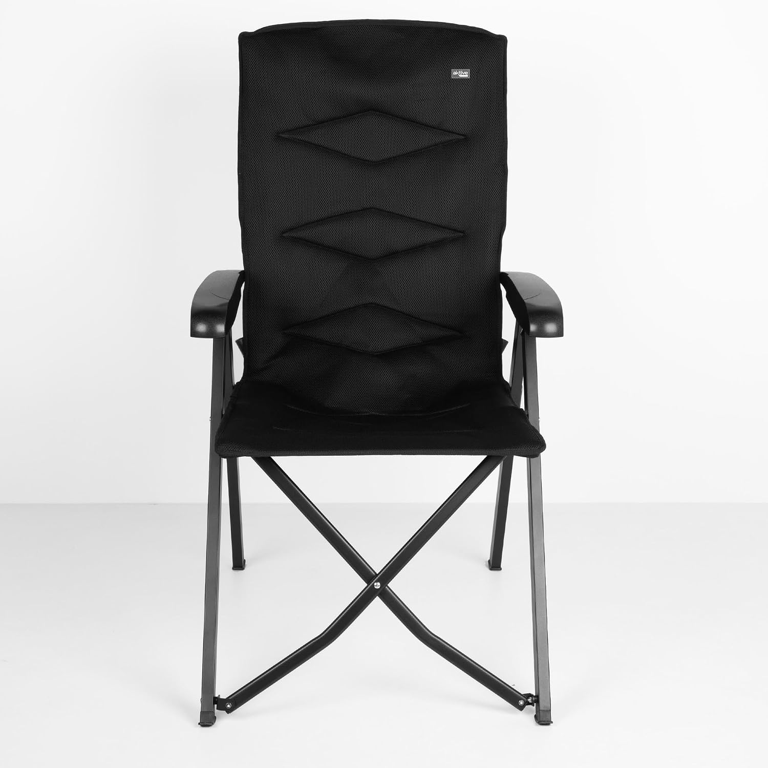 AKTIVE 63058 Padded Folding Chair, 5 Positions, Supports 110 kg, Non-Slip Stops, Aluminium Frame, Polyester Fabric, Folding Chairs, Includes Carry Case, 49 x 76 x 109 cm, Black - Imagen 7