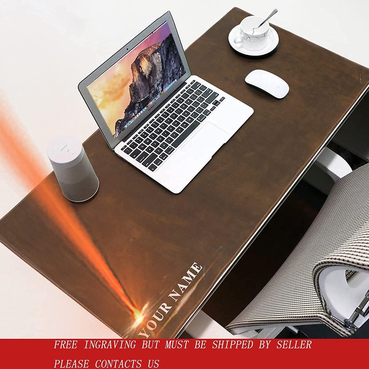 Contacts Genuine Leather Laptop Desk Pads 45x90cm Mouse Pads Waterproof Table Mat Writing Pad for Office Home Coffee Friendly (L) - Imagen 6