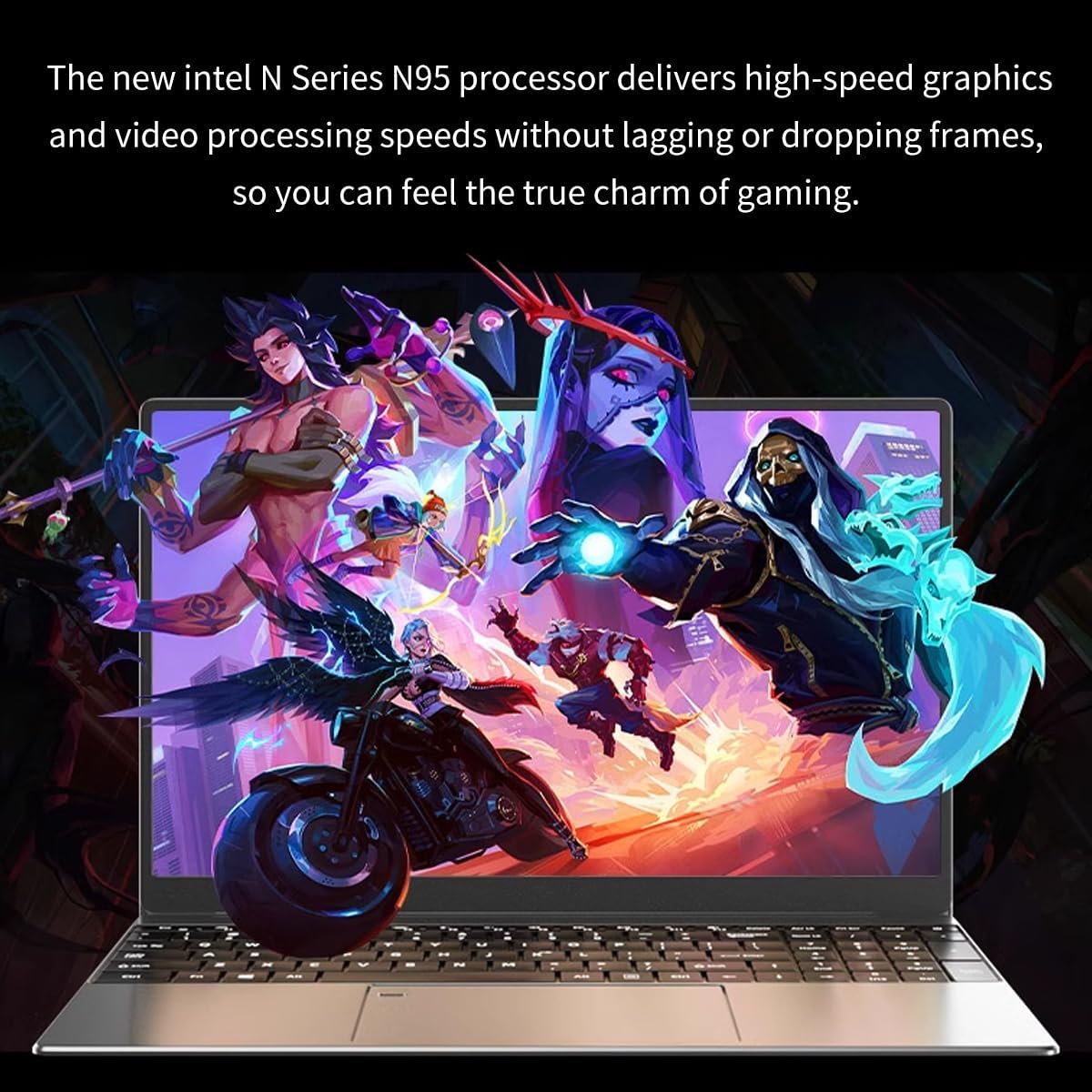 15.6" FHD Gaming Laptop, Intel N95 Turbo Boost 3.4GHz, 16GB DDR4 3200 RAM + 512GB SSD, RGB Backlit Keyboard and Fingerprint Unlock, Computer - Imagen 6