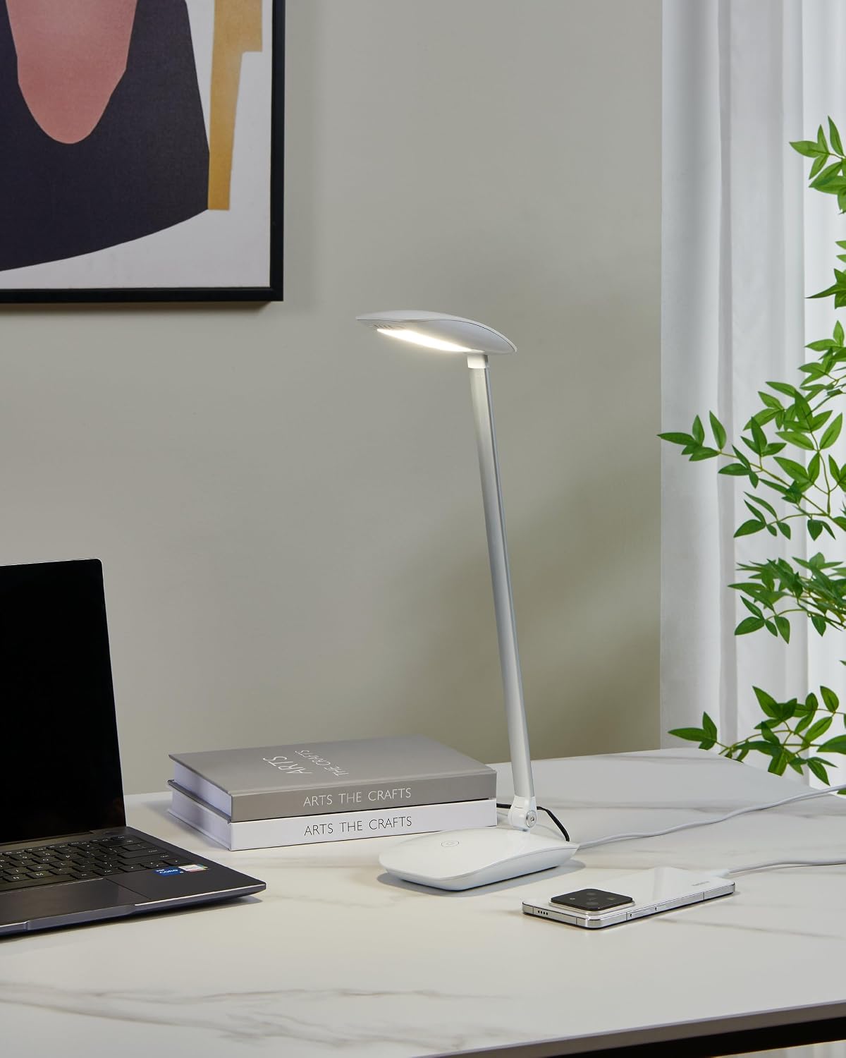 EGLO Cashier Table Lamp White, Table Lamps, White, Plastic, Home Office, Office, Study, IP20, II, ENEC - Imagen 5