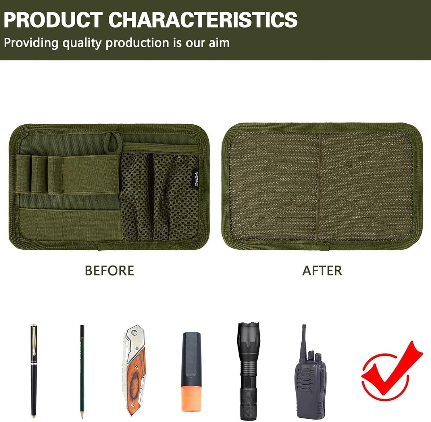 Bolsa de Almacenamiento Elástica Modular EDC con Respaldo de Gancho y Bucle, Inserto Multiusos para Mochila y Organización de Equipo, Panel de Utilidad Ligero y Resistente(Brown) - Imagen 2