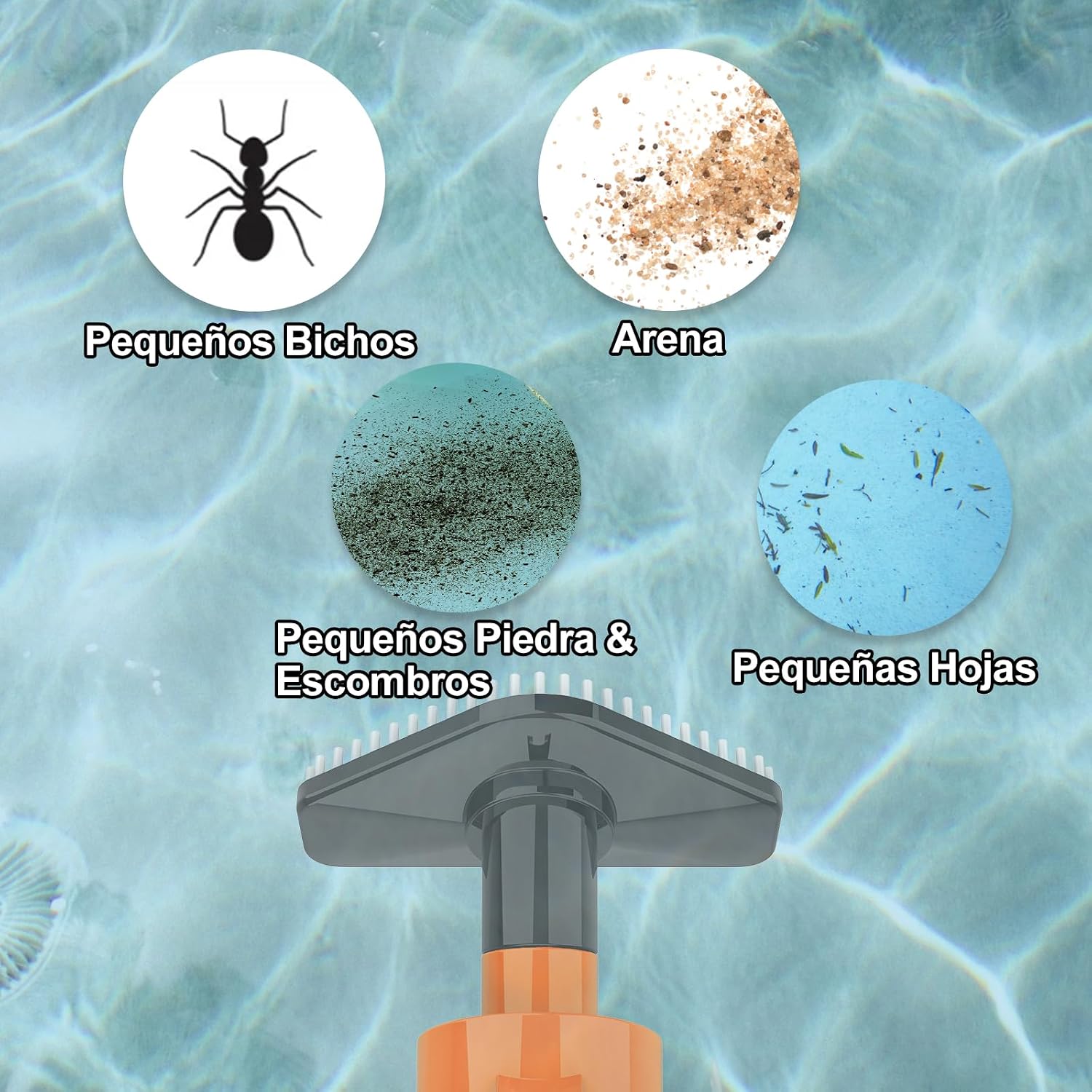 3 in 1 Manual Pool Vacuum Cleaner, Electric Pool Cleaner | Cordless Pool Vacuum Cleaner with Battery for Spas, Small Pools, Run Time 90 Minutes, Orange - Imagen 4