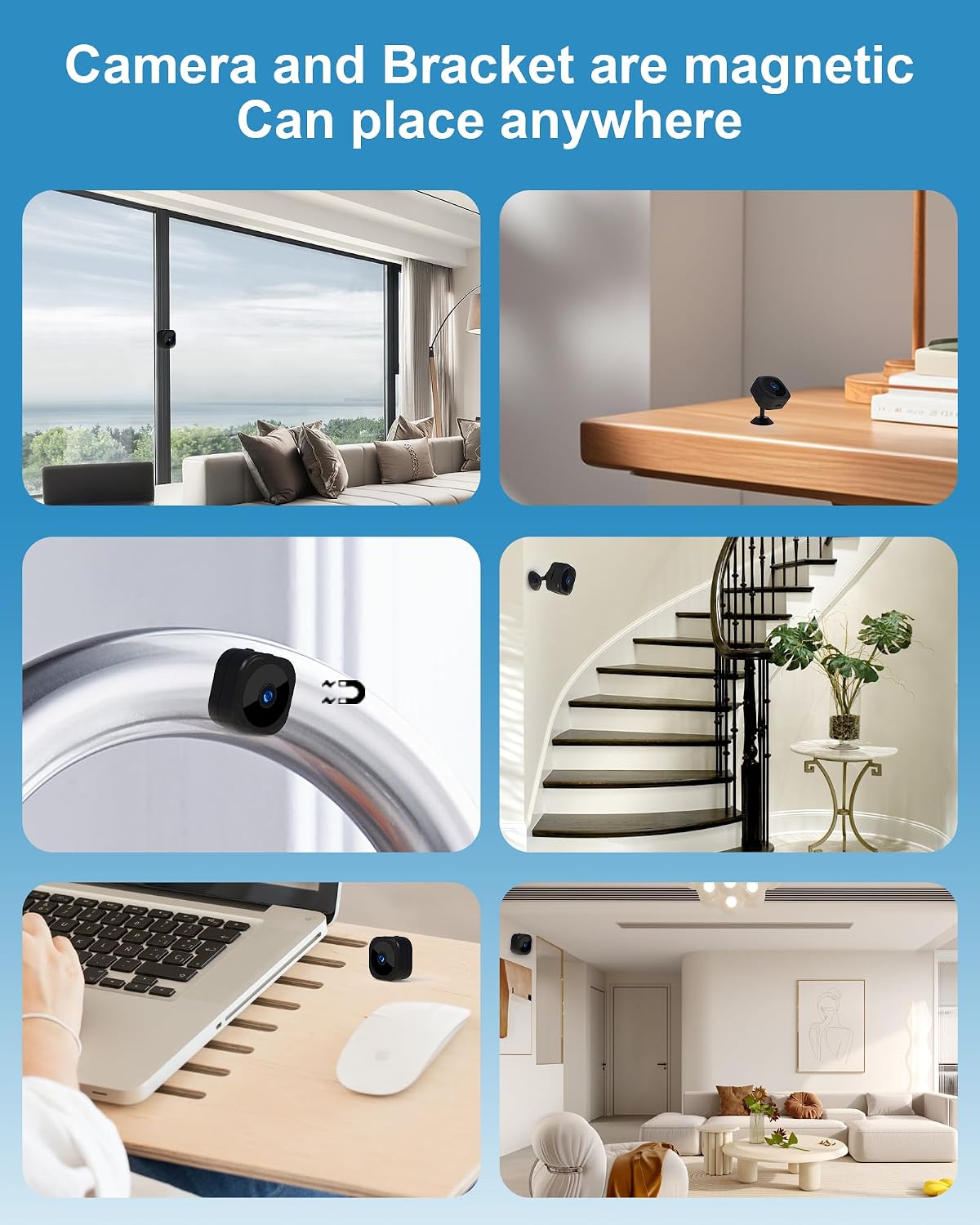 Spy Camera, 1080P Bluetooth Mini WiFi (2.4GHz) Camera to View on Mobile | Indoor/Outdoor Mini Wireless Surveillance Cameras with Night Vision Motion Detection - Imagen 6