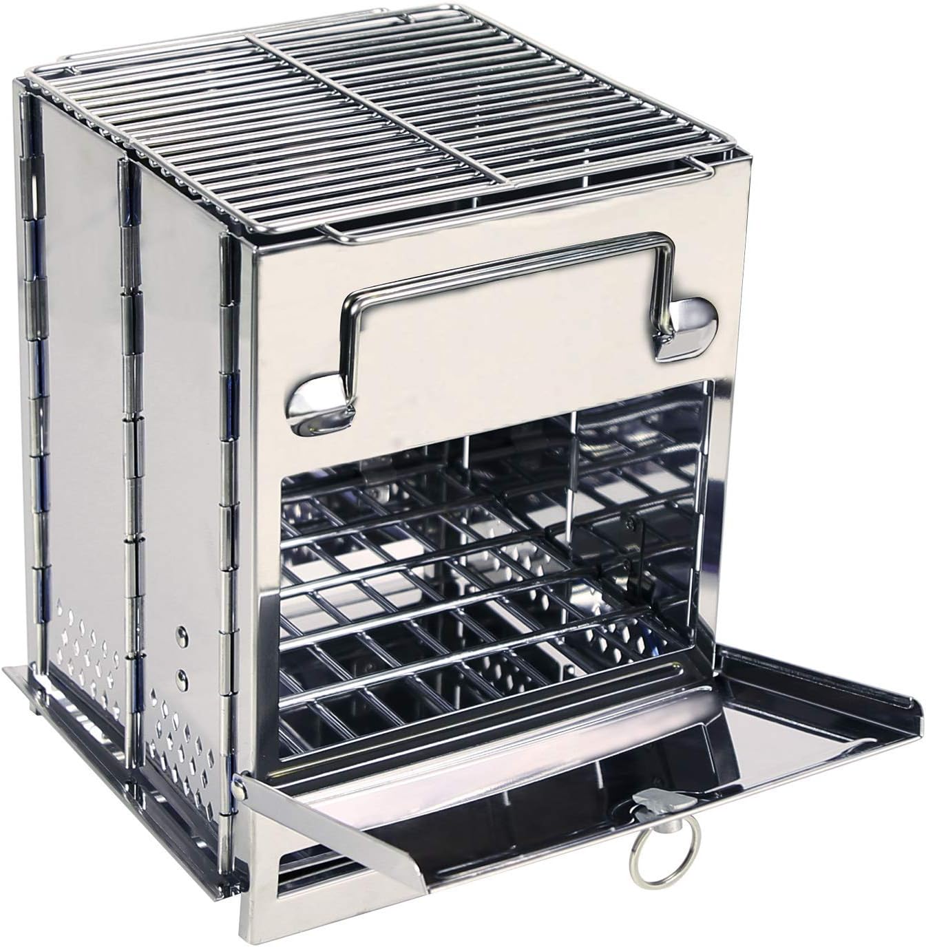 REDCAMP Large Wood Burning Stove Stainless Steel Compact Portable Folding Stove Ideal for Backpacking, Hiking, Travel, Outdoor Cooking and Picnic