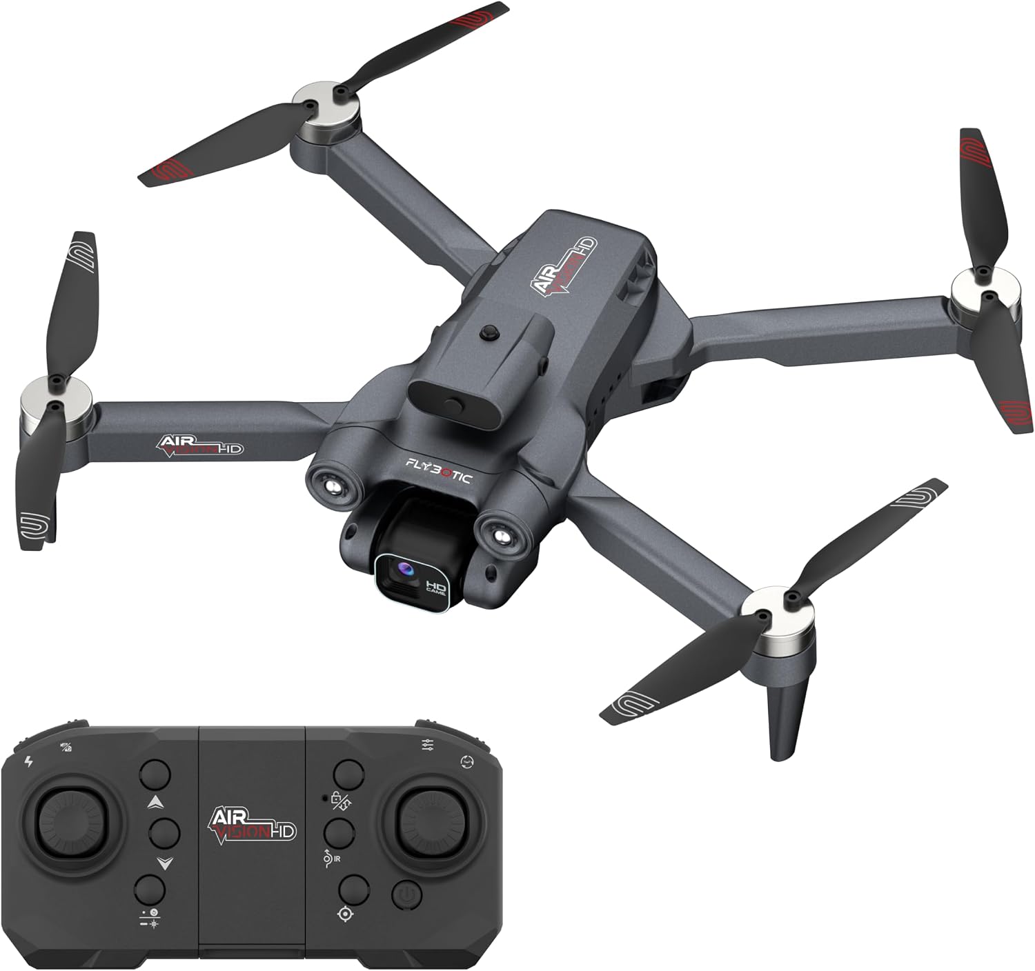 Flybotic Air Vision HD Drone – Foldable WiFi Drone with HD Camera – Automatic Take-off and Landing – Stationary Flight – 2.4 GHz Technology – 2 Rechargeable Batteries – 14 Years Old - Imagen 2