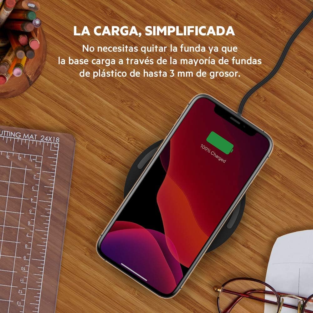 Belkin 10W Boost Charge Wireless Charging Dock (Qi, iPhone 14/14 Plus, 13, Pro, Pro Max, Mini and Earlier, Samsung, Google and Other Devices, Power Adapter Not Included), White - Imagen 3