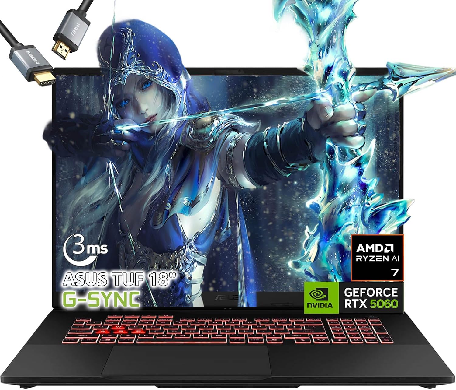ASUS TUF A18 - AMD Ryzen 7 260 Beat i9-13905H Gaming Laptop - NVIDIA RTX 5060-32GB RAM -1TB SSD -18" WUXGA Display - RGB Backlit Keyboard - Windows 11 Camera -FHD - Edition