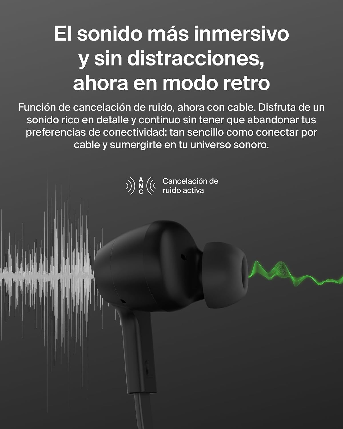 Belkin SoundForm ANC Wired Headphones with USB-C Connector, In-Ear Earphones with Microphone, Earphones for iPhone 17, iPhone 16, iPad Mini, Galaxy S25, Google Pixel 10, Android and More - Imagen 3
